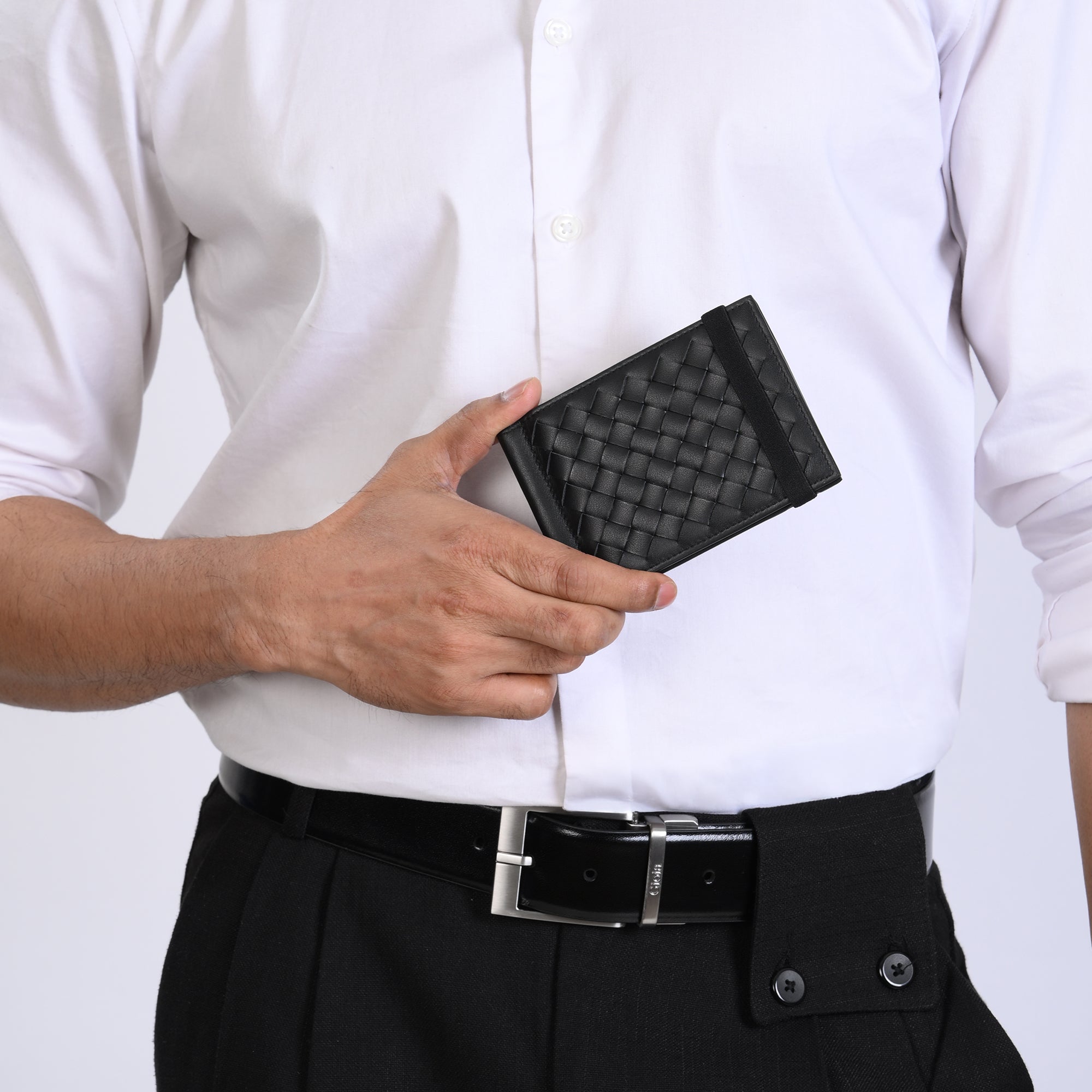 Enzo Woven Money Clip Wallet 6cc#Color_Black