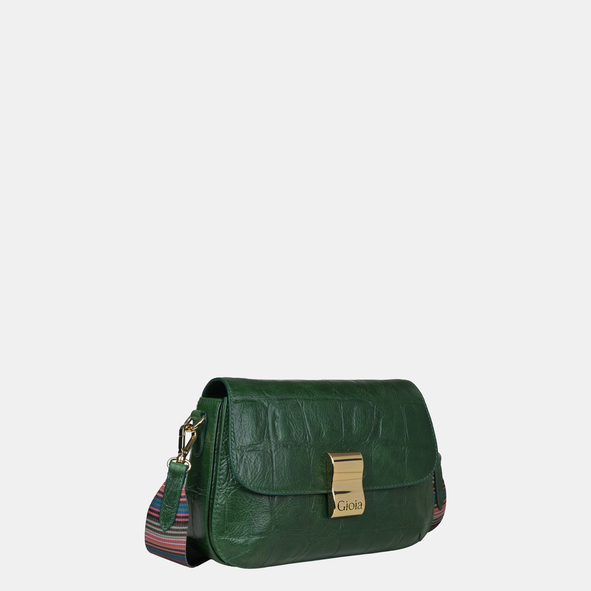 Claire Croco Embossed Leather Medium Multiway Bag#Color_Green