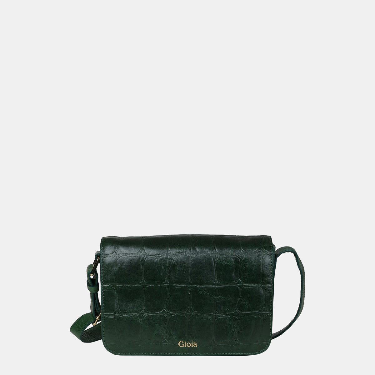 Claire Croco Embossed Leather Medium Crossbody Bag#Color_Green