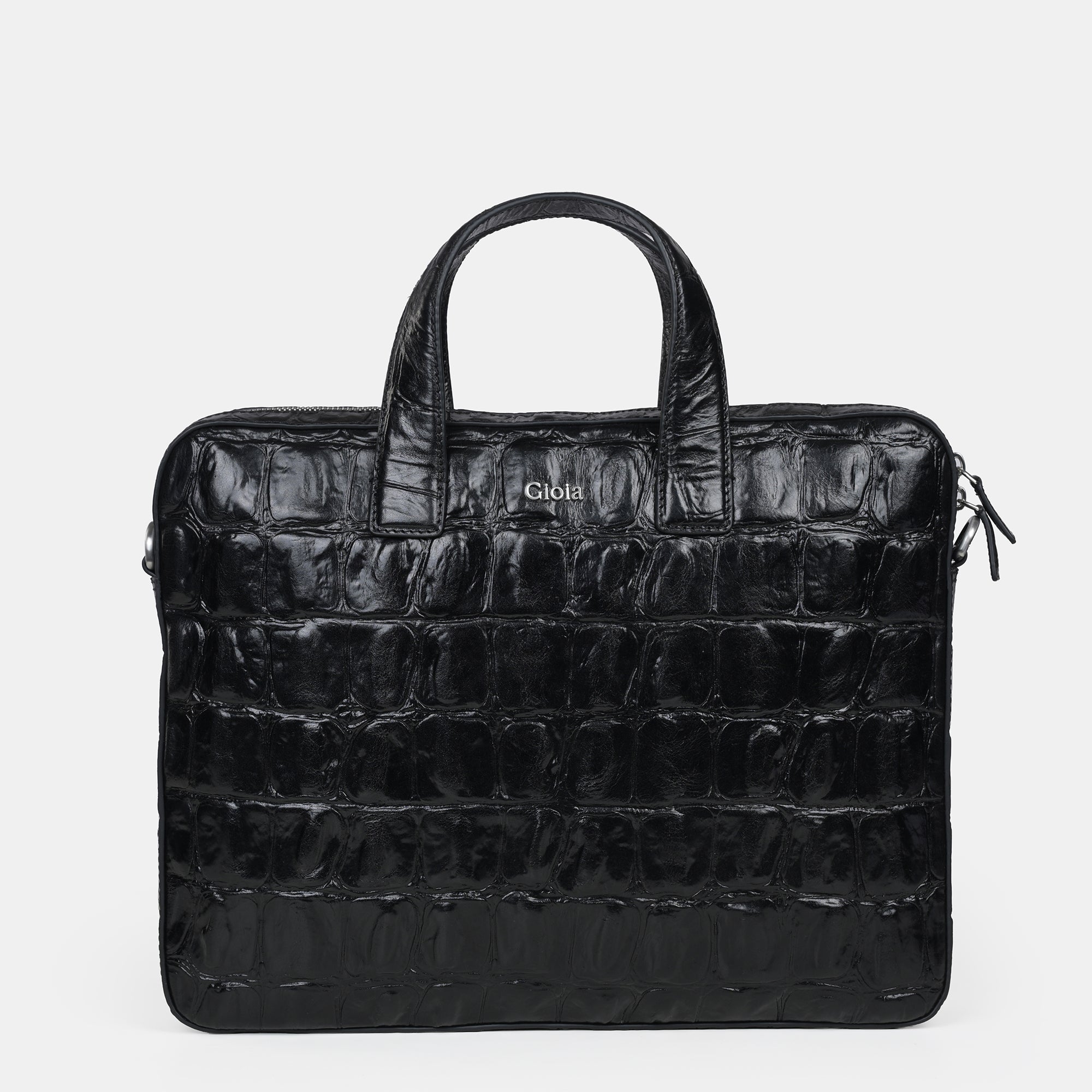 Lucas Croco Embossed Leather Laptop Bag