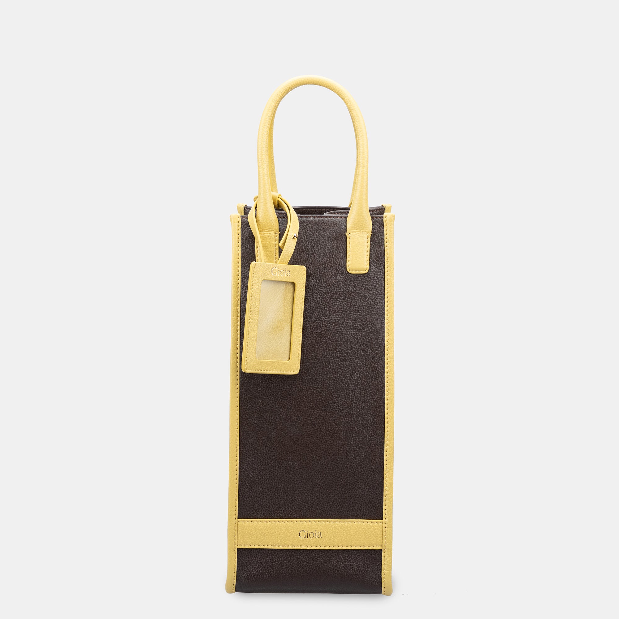 Luca Leather Wine Gift Bag#Color_Brown-Yellow