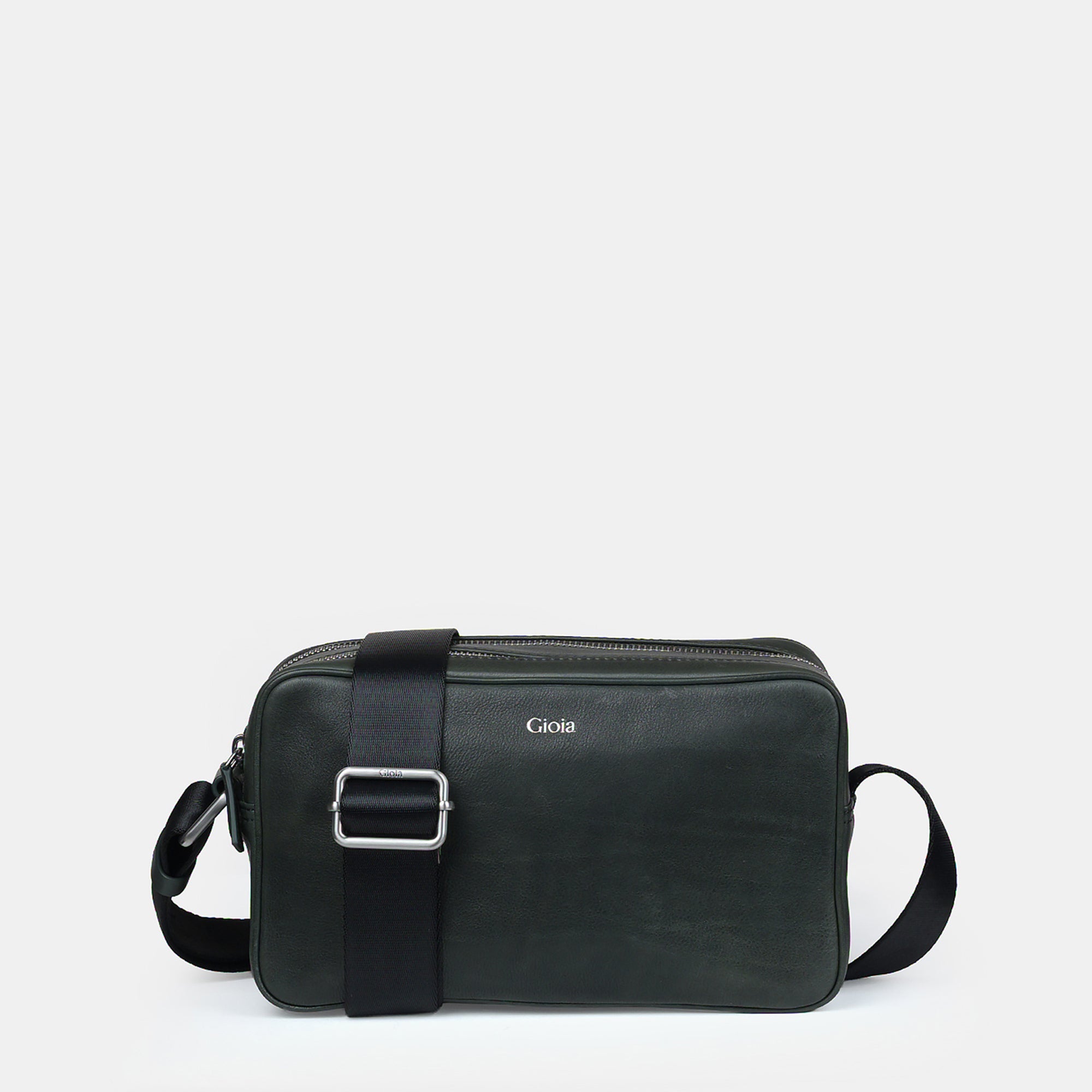 Louis Double Zip Leather Crossbody Bag#Color_Olive