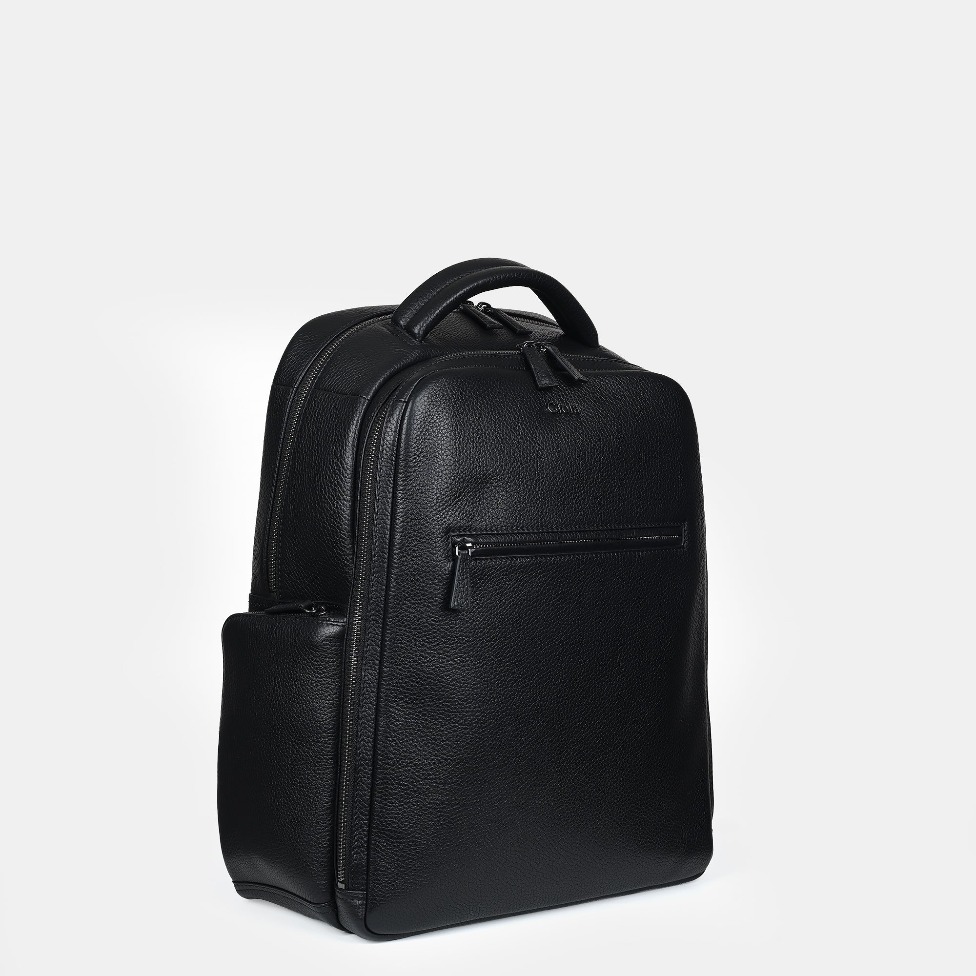 Mario Leather Backpack Large#Color_Black