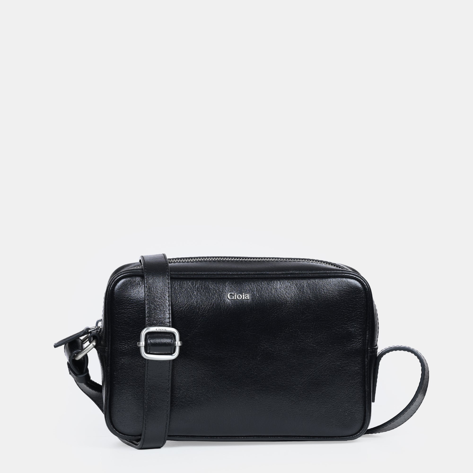 Sergio Leather Crossbody Bag#Color_Black