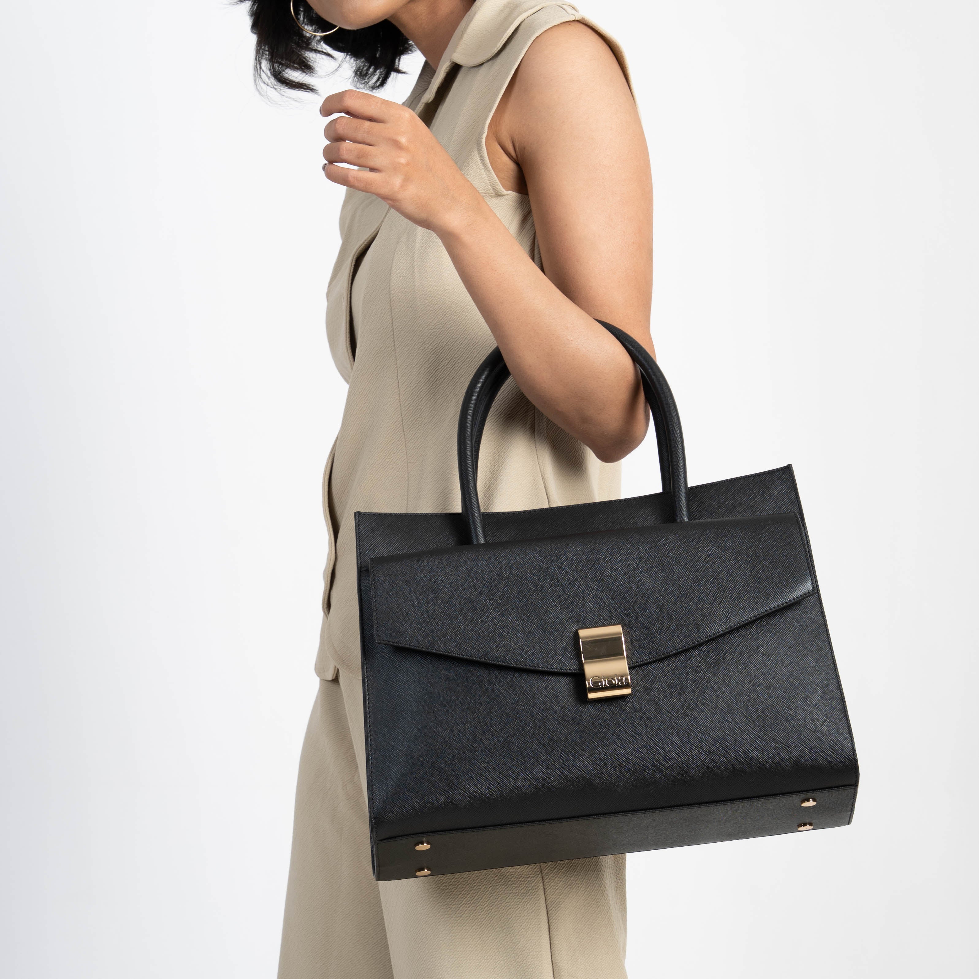 Saffiano Bold Work Bag#Color_Black