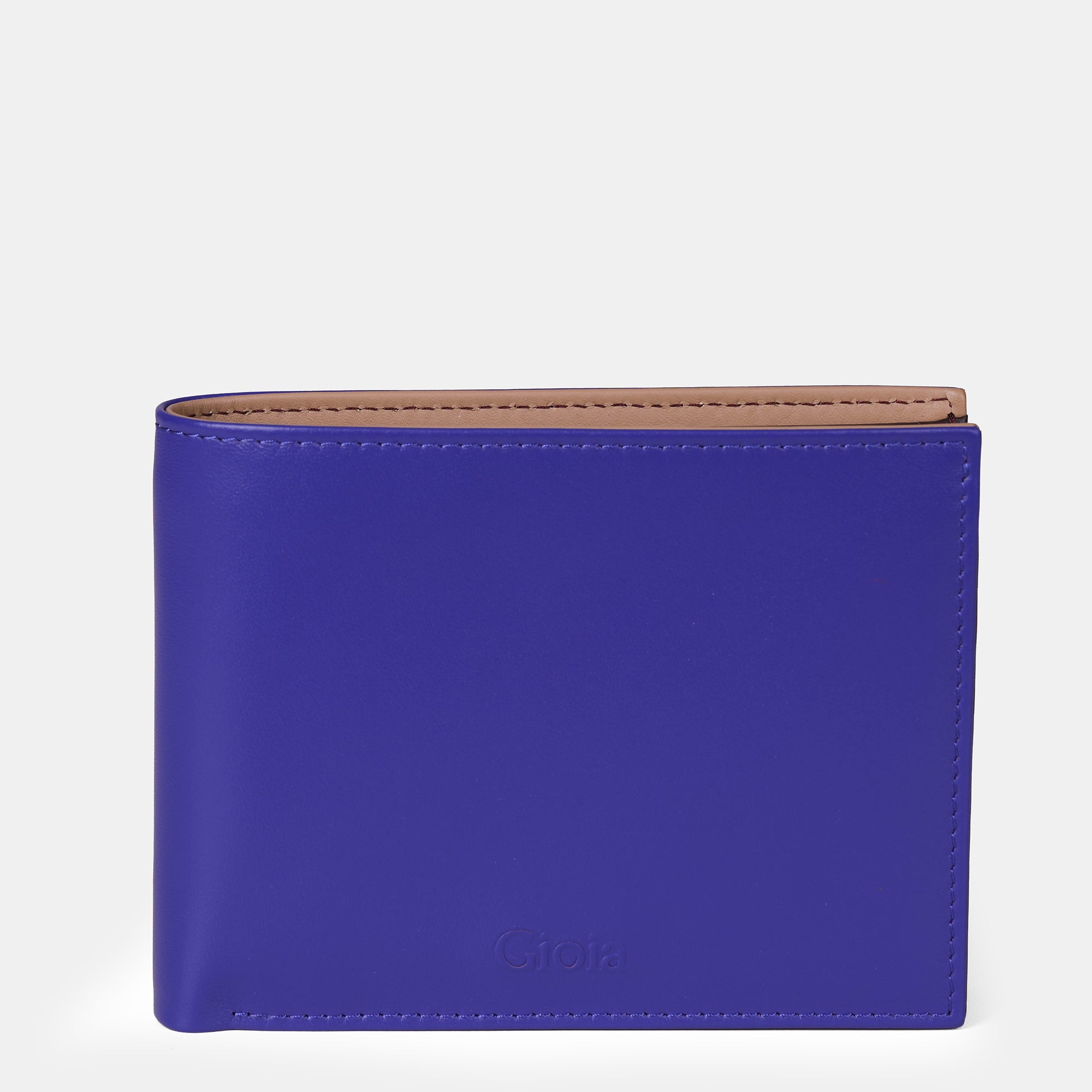 Multi-Color Bifold Wallet with Coin Case 3cc#Color_Blue-Brown-Peach