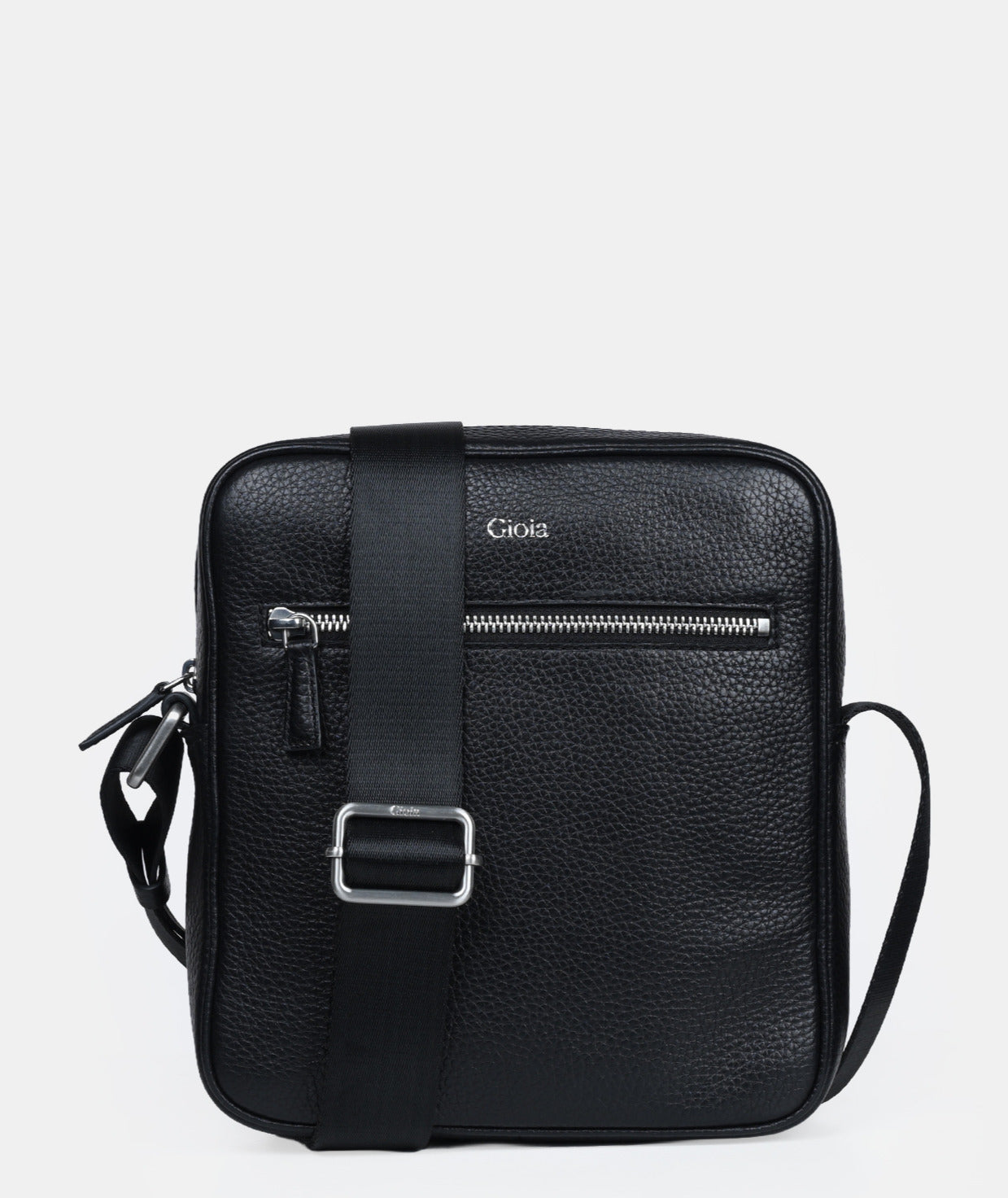 Mario Front Zip Leather Crossbody Bag