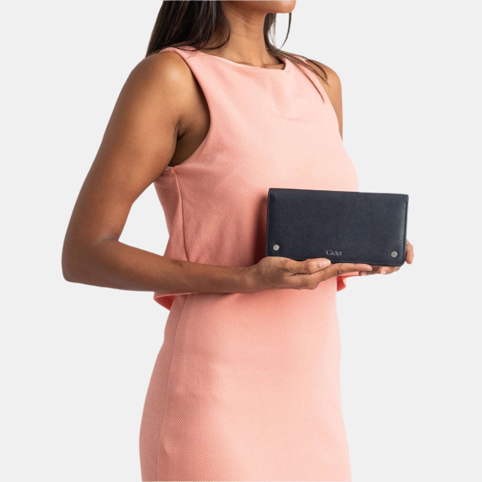 Evelina Flap-over Clutch#Color_Navy