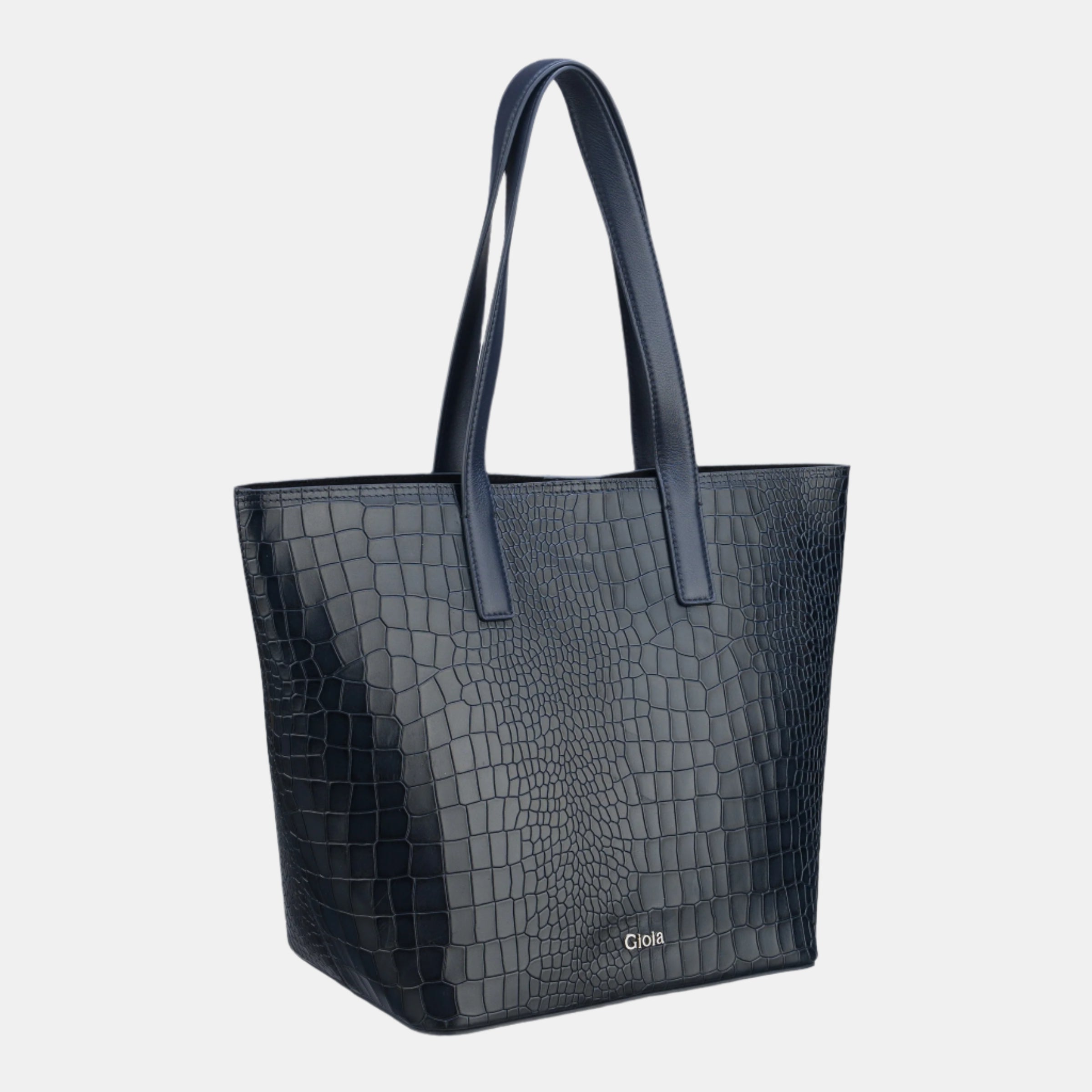 Renata Large Croc Classic Tote#Color_Navy