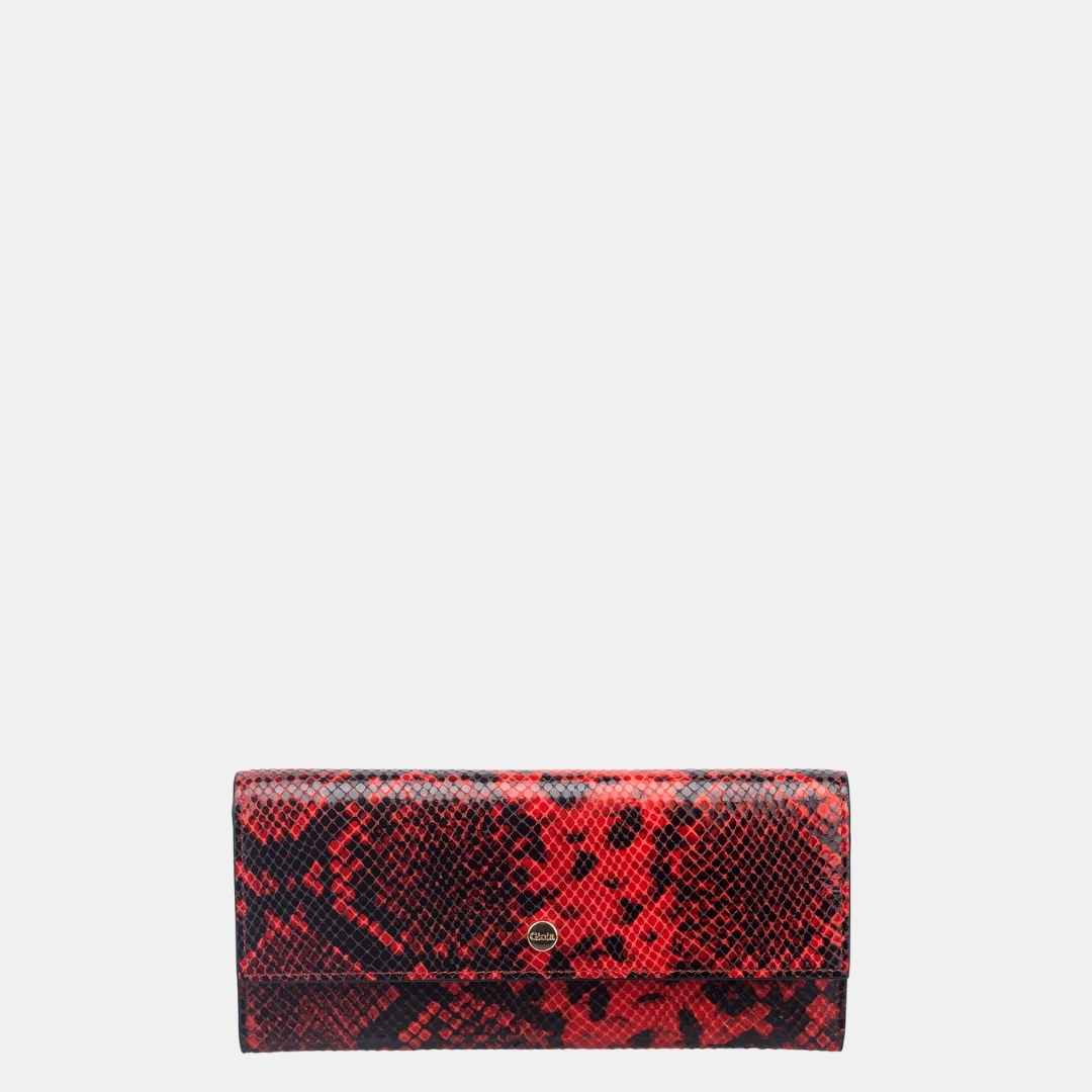 Faux Python Flapover Clutch#Color_Red