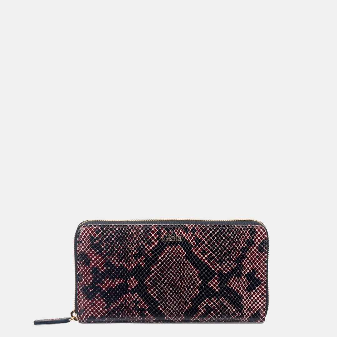 Faux Python Ziparound Clutch#Color_Brown
