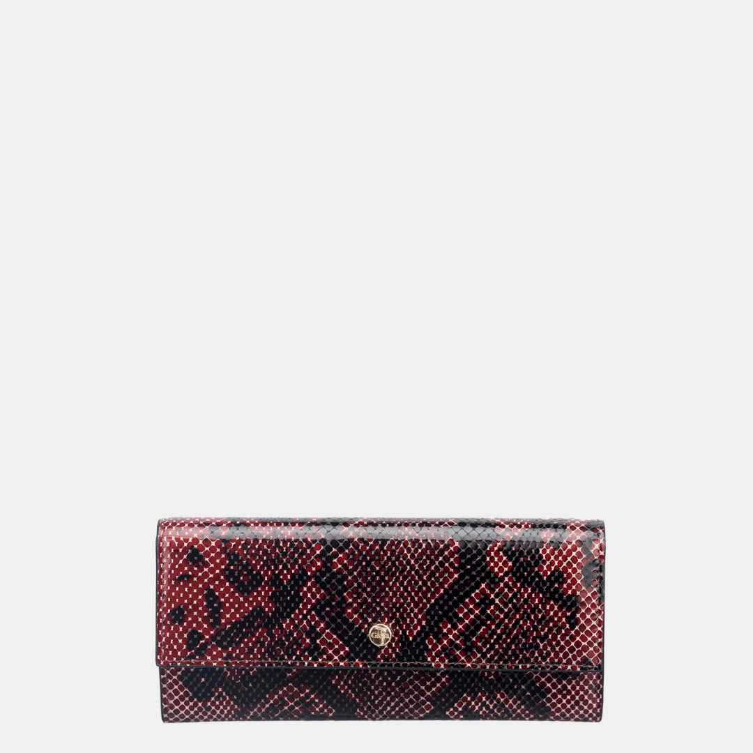 Faux Python Flapover Clutch#Color_Mahogany