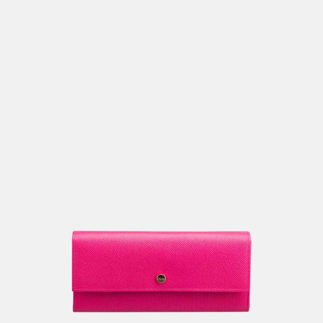 Saffiano Flapover Clutch#Color_Pink