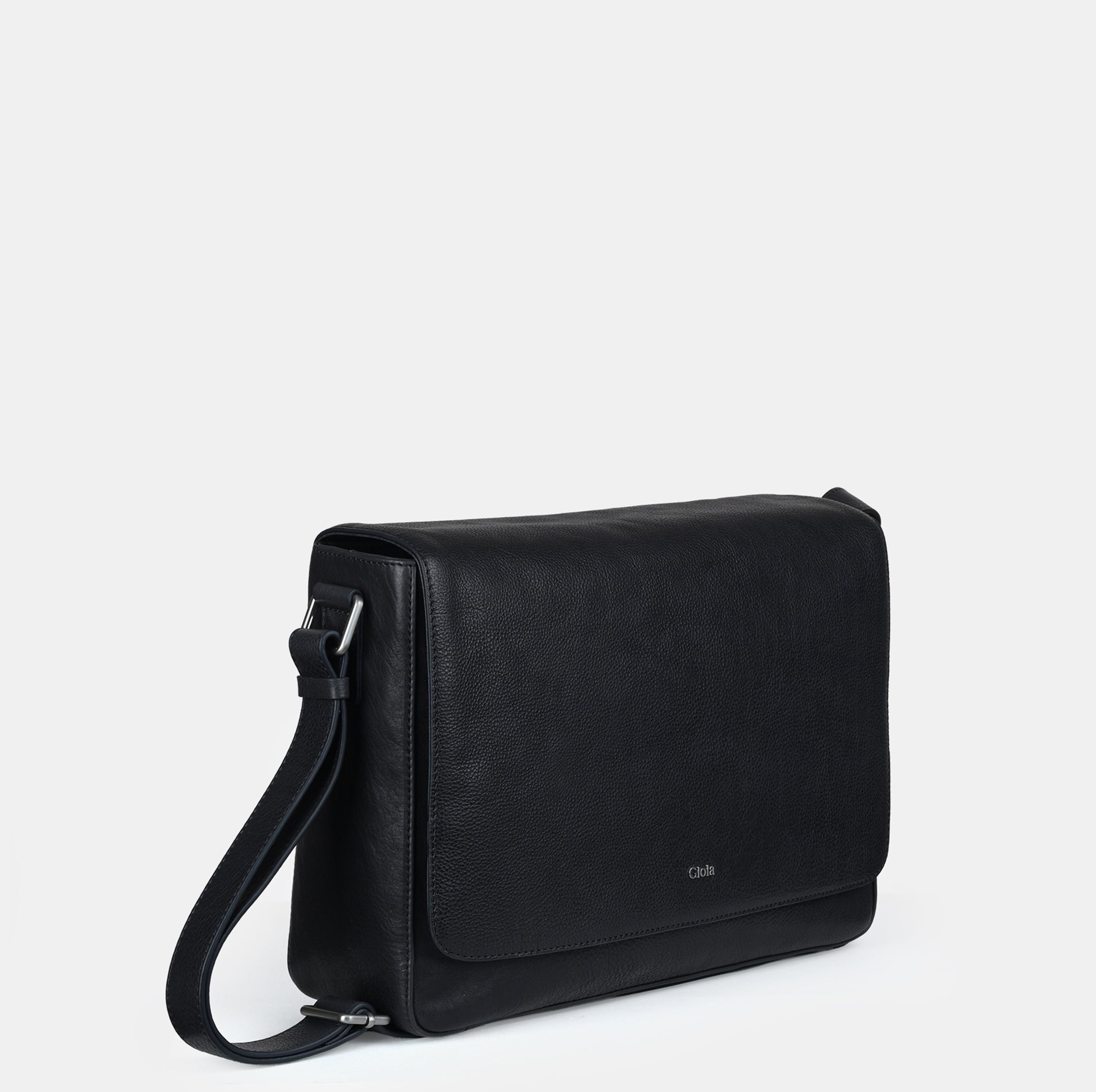Louis Leather Messenger Bag#Color_Navy