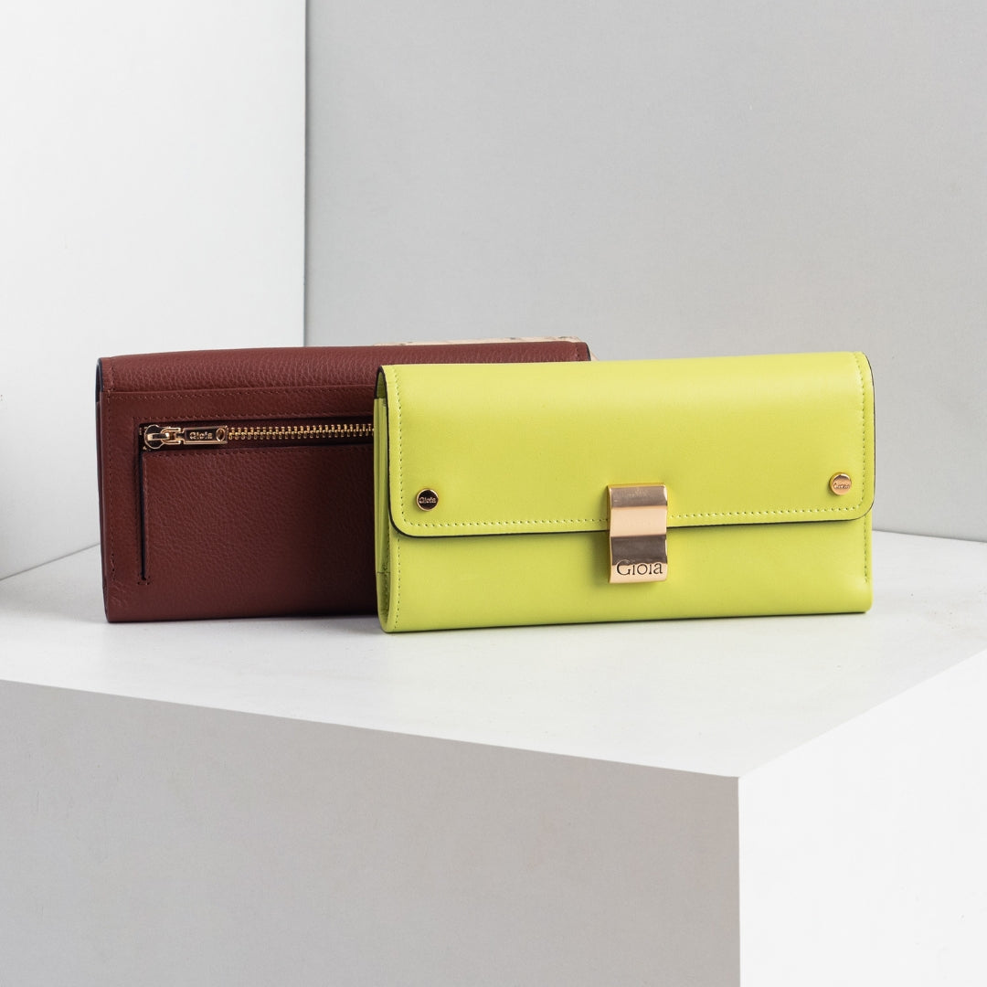 Bella Flapover Clutch#Color_Lime Green