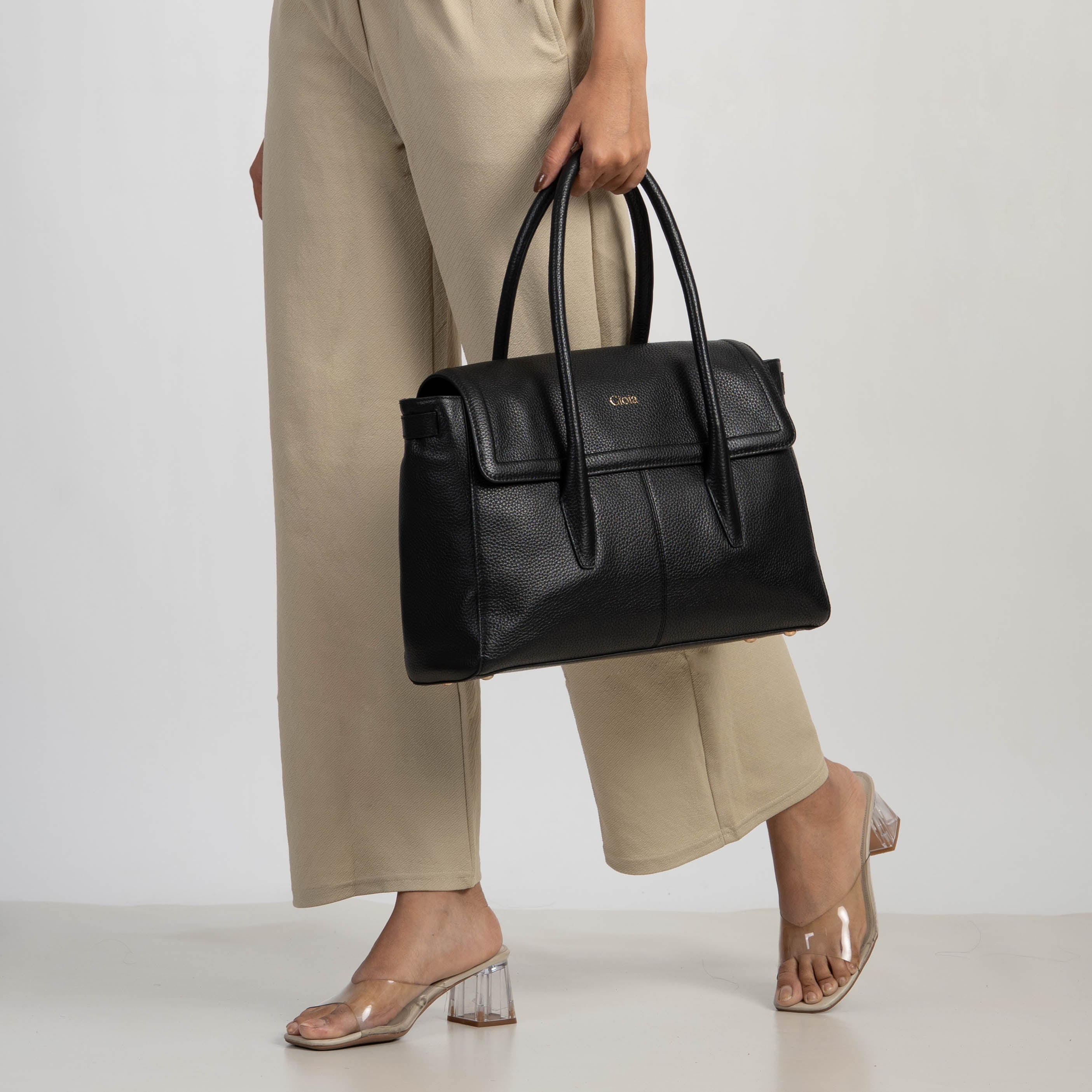 Anna Flapover Tote#Color_Black