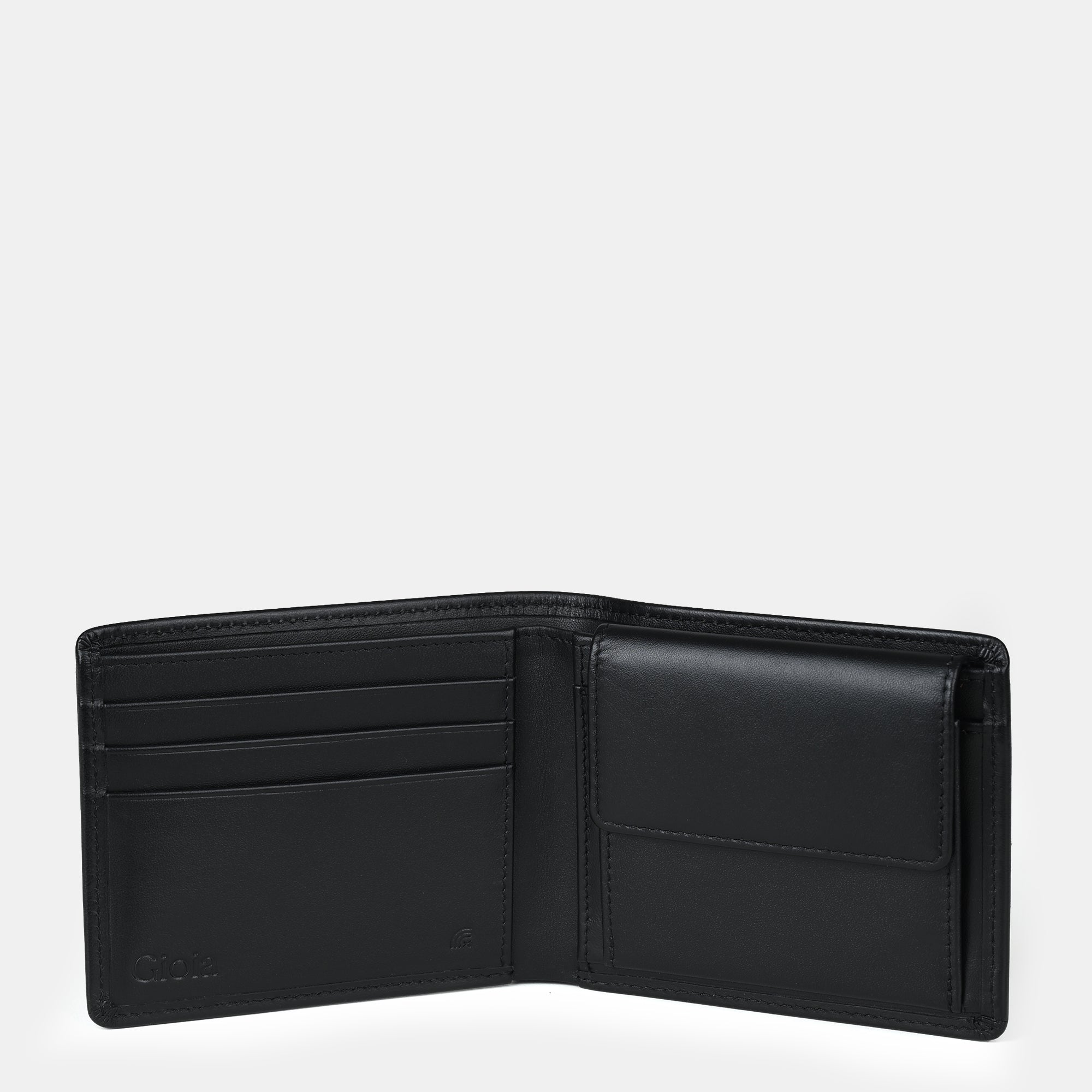 Enzo Leather Bifold Wallet 3cc with Coin Case#Color_Black