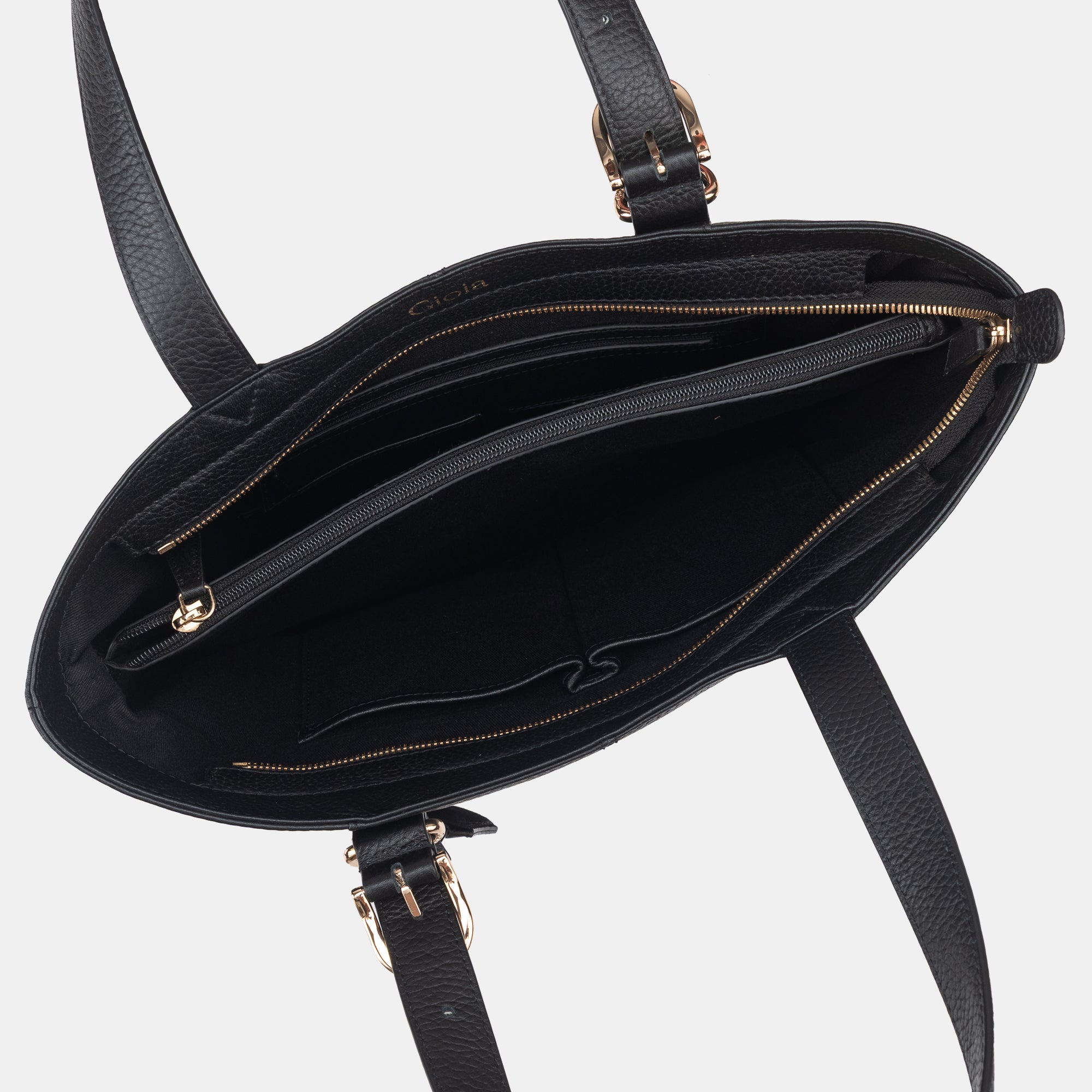 Anna top zip tote#Color_Black