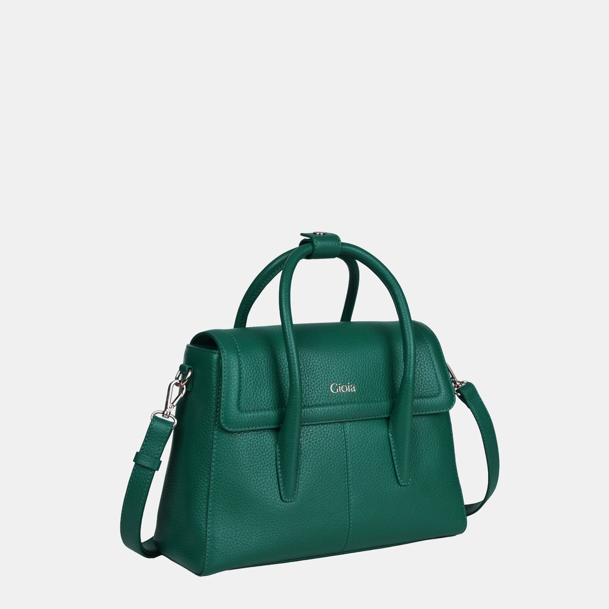 Anna Medium Leather Flapover Tote#Color_Bright Green