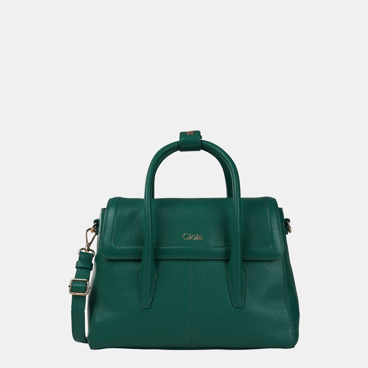 Anna Medium Leather Flapover Tote#Color_Bright Green