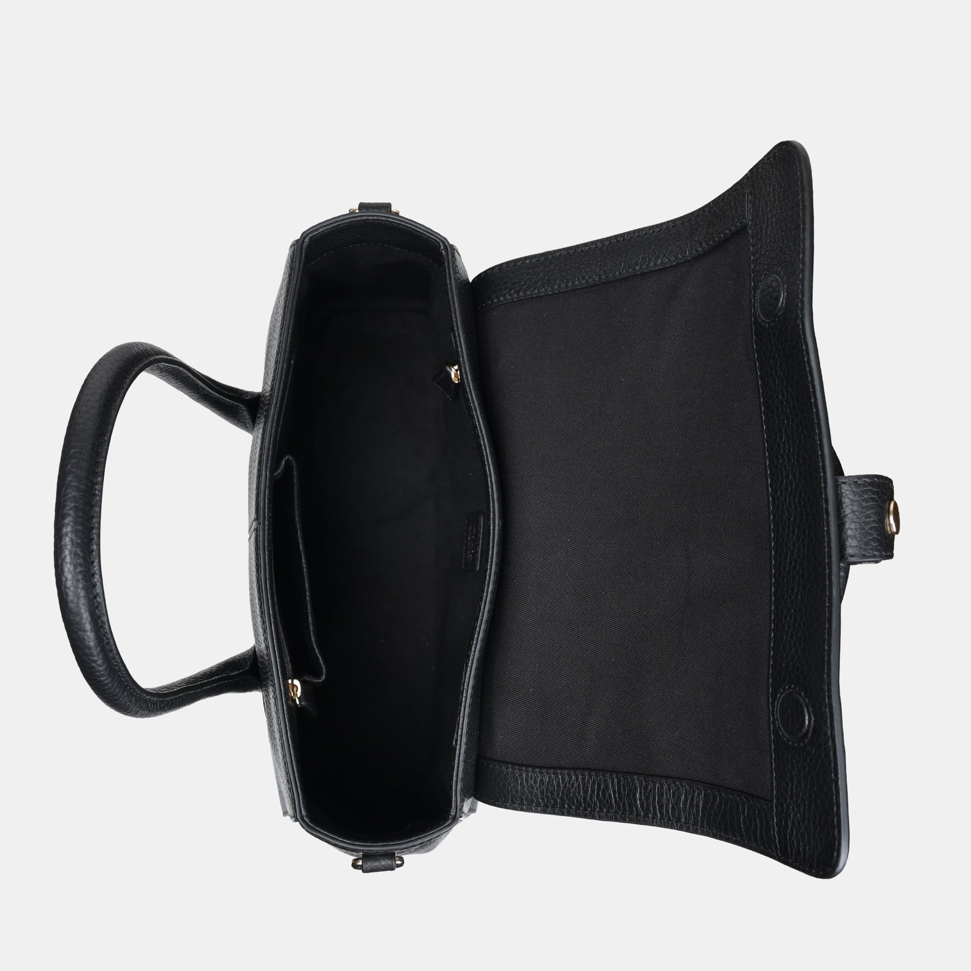 Anna Medium Leather Flapover Tote#Color_Black
