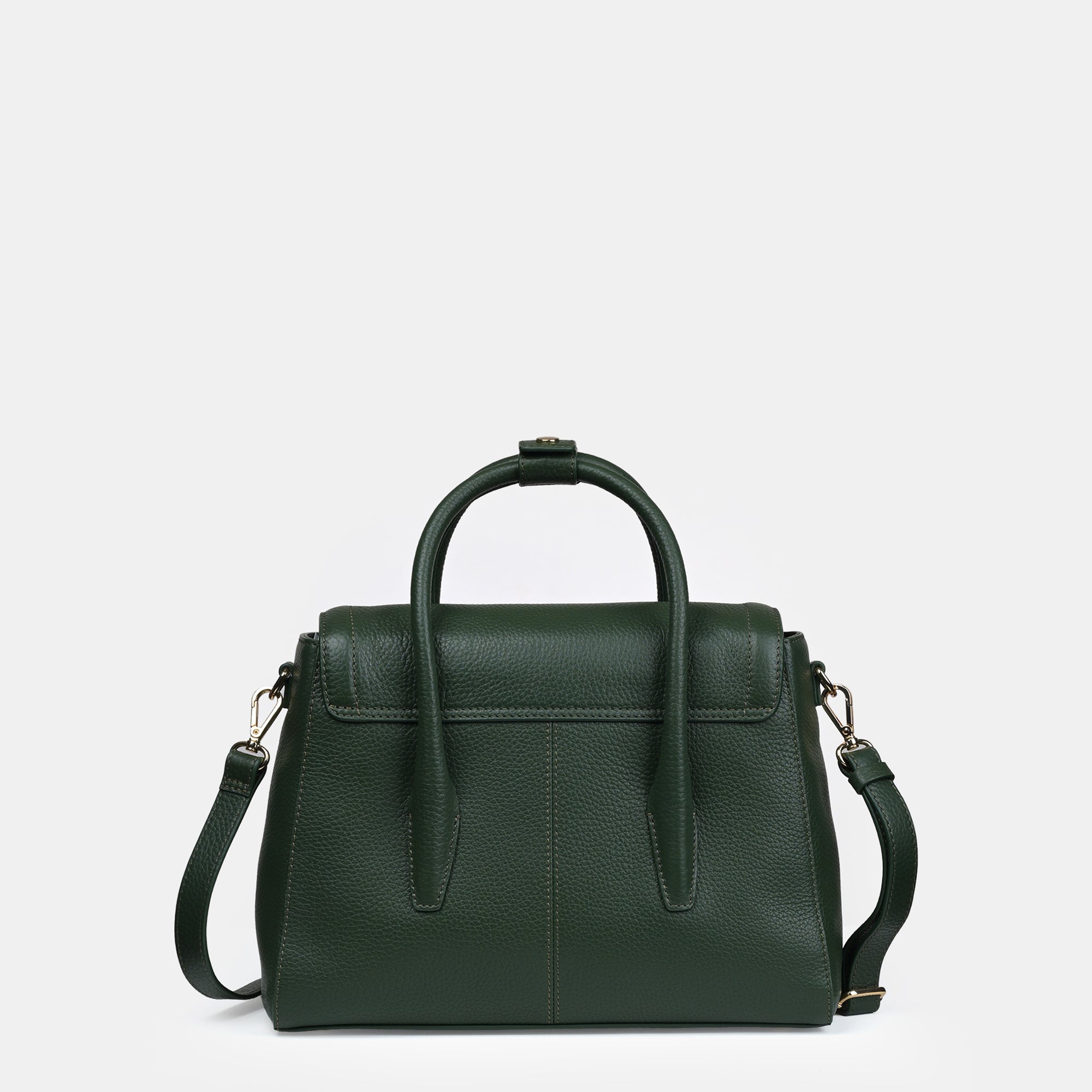 Anna Medium Leather Flapover Tote#Color_Green