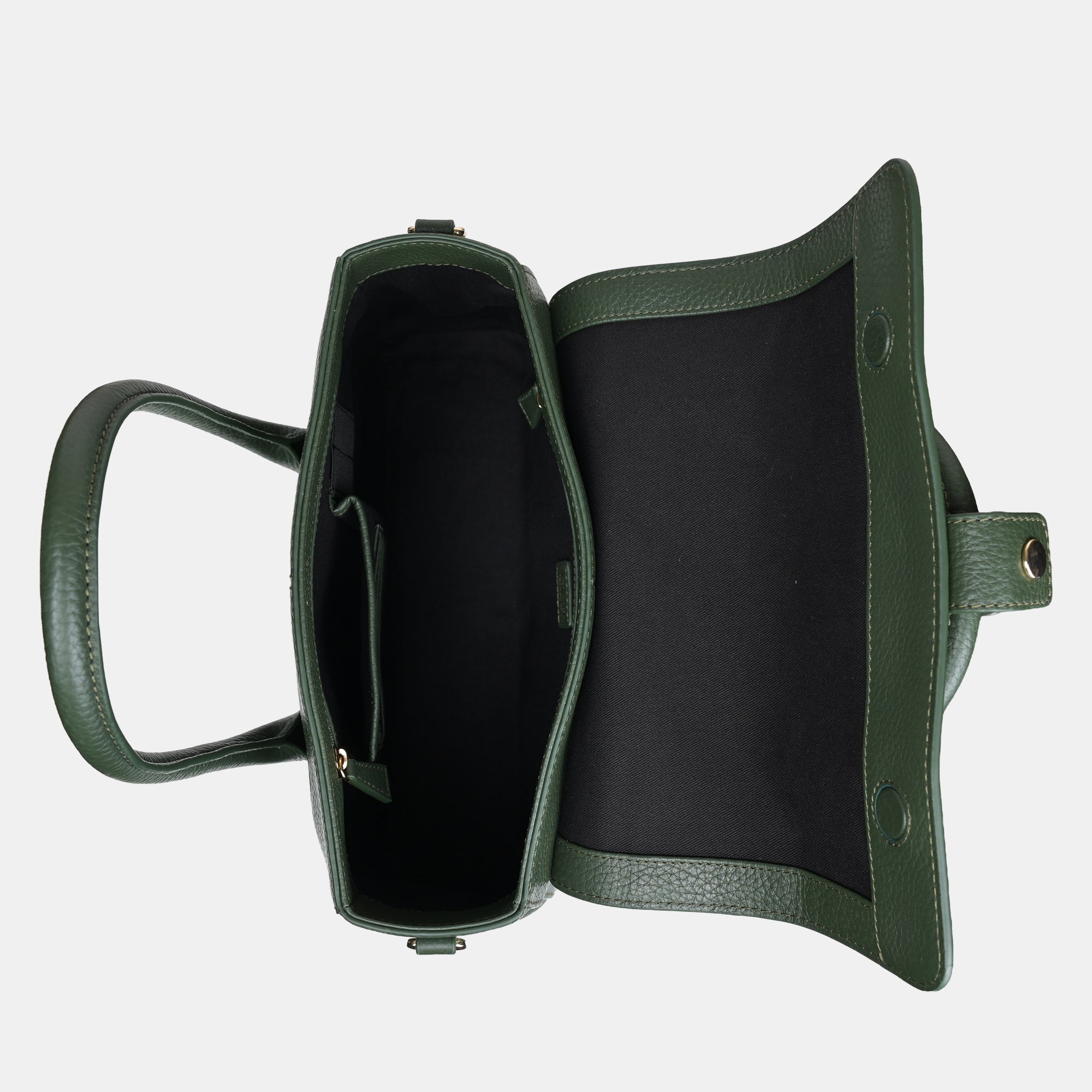 Anna Medium Leather Flapover Tote#Color_Green