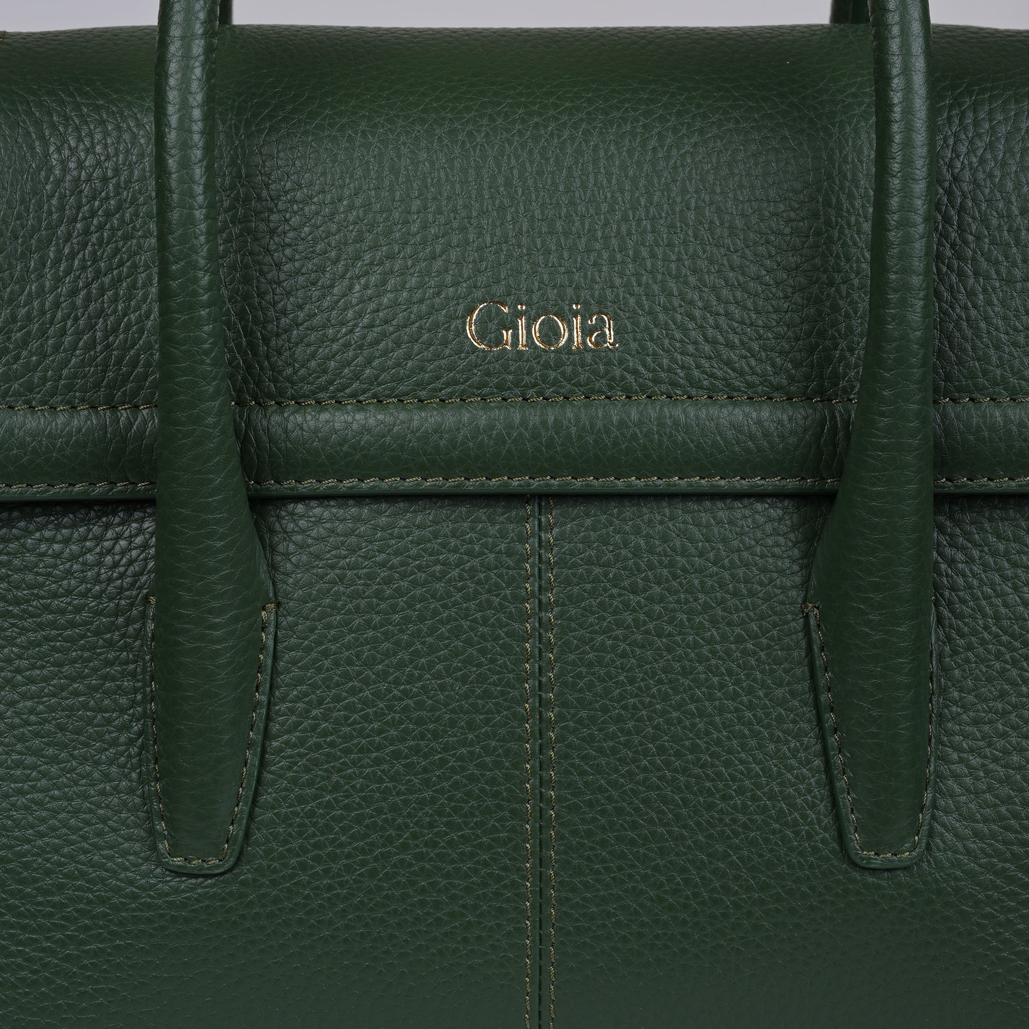 Anna Medium Leather Flapover Tote#Color_Green
