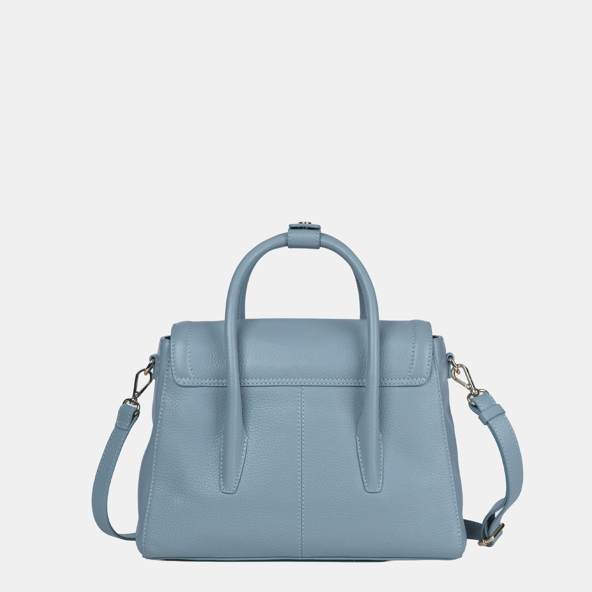 Anna Medium Leather Flapover Tote#Color_Sea Blue
