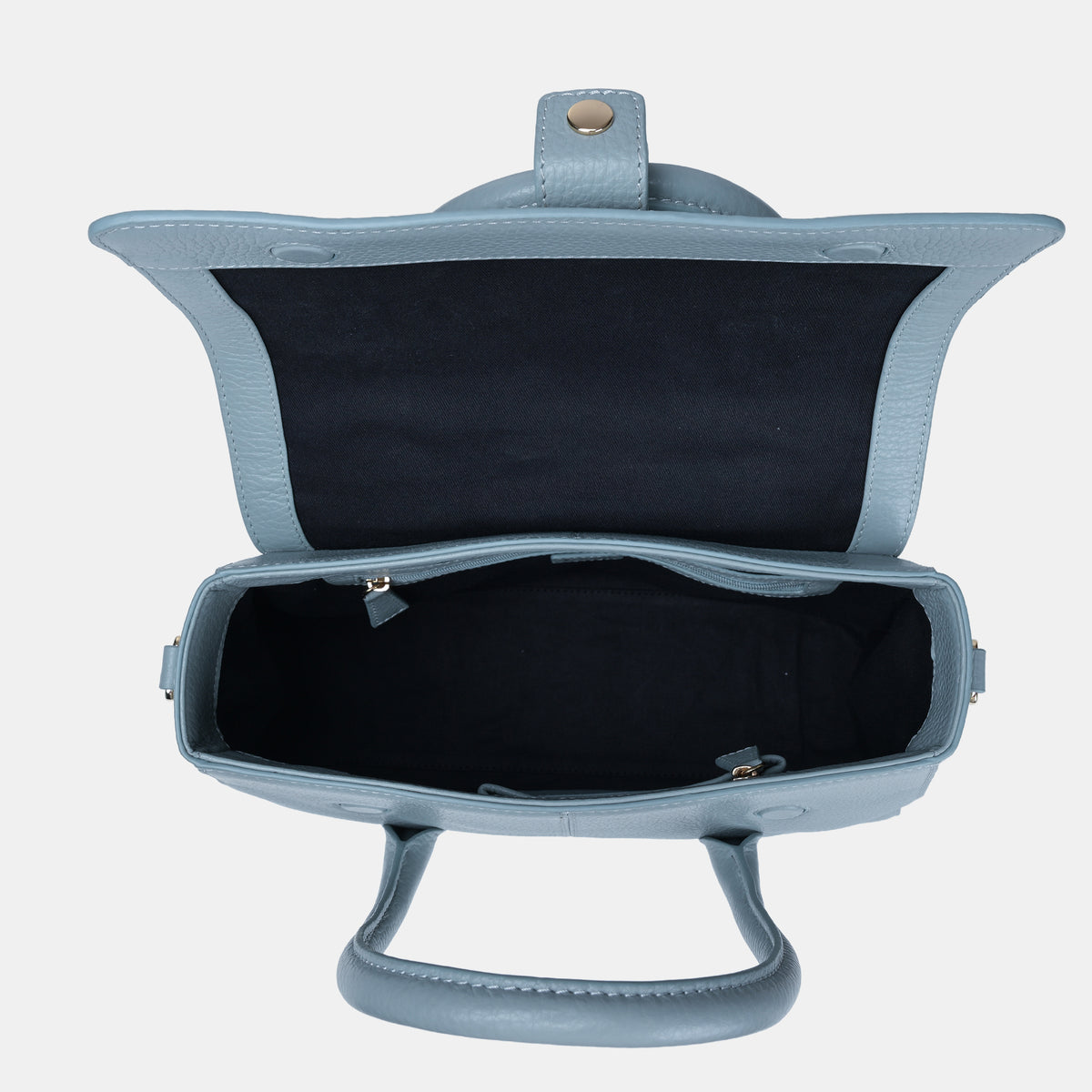 Anna Medium Leather Flapover Tote#Color_Sea Blue