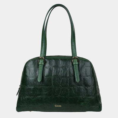 Claire Croco Embossed Leather Medium Shoulder Bag
