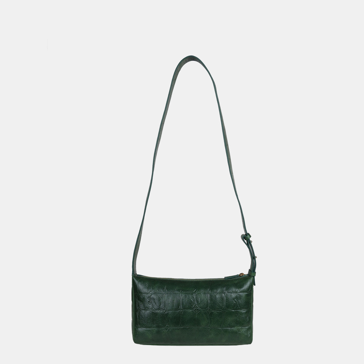 Claire Croco Embossed Leather Small Crossbody Bag#Color_Green