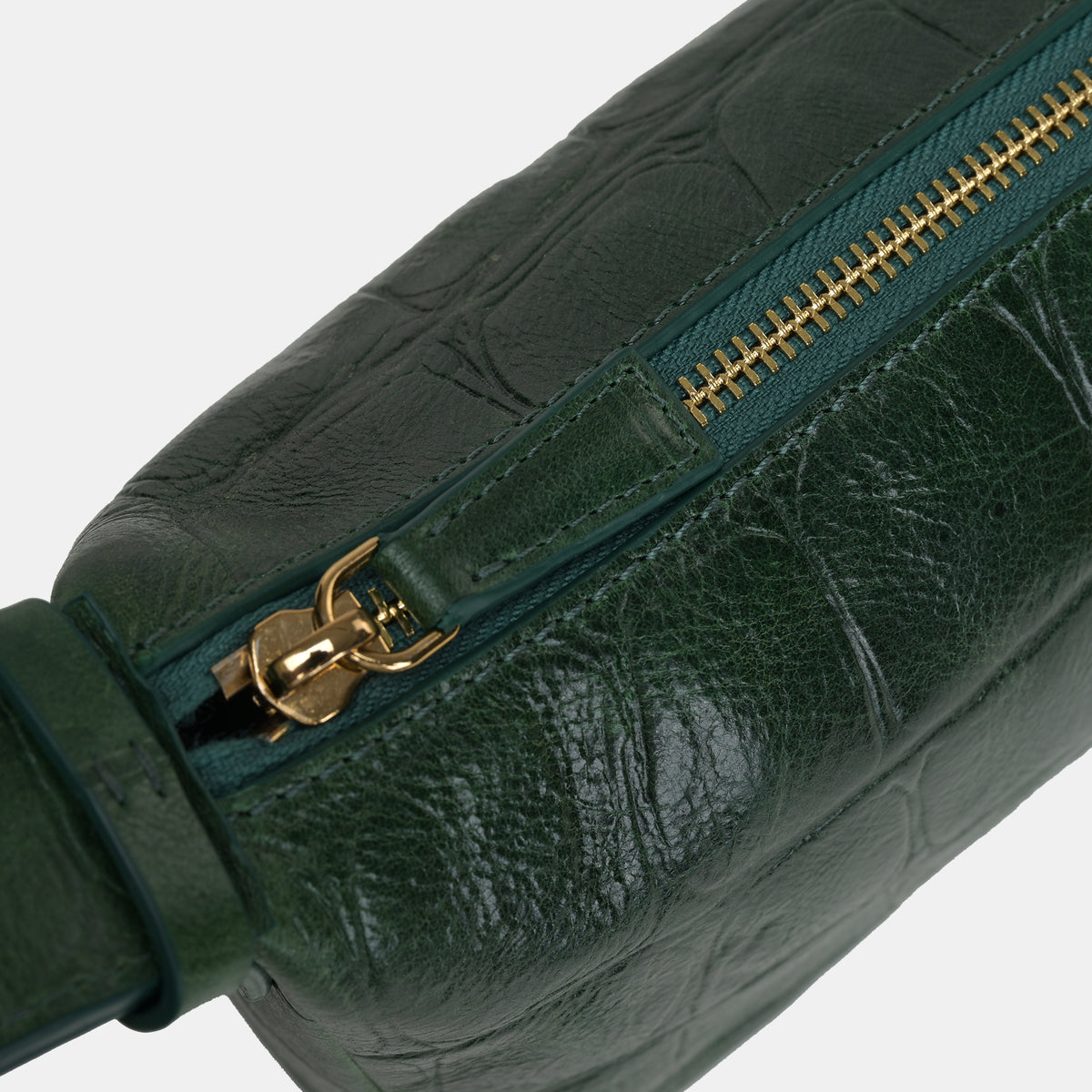 Claire Croco Embossed Leather Small Crossbody Bag#Color_Green