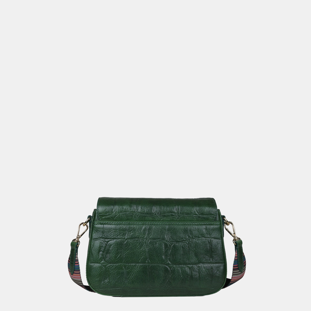 Claire Croco Embossed Leather Medium Multiway Bag#Color_Green