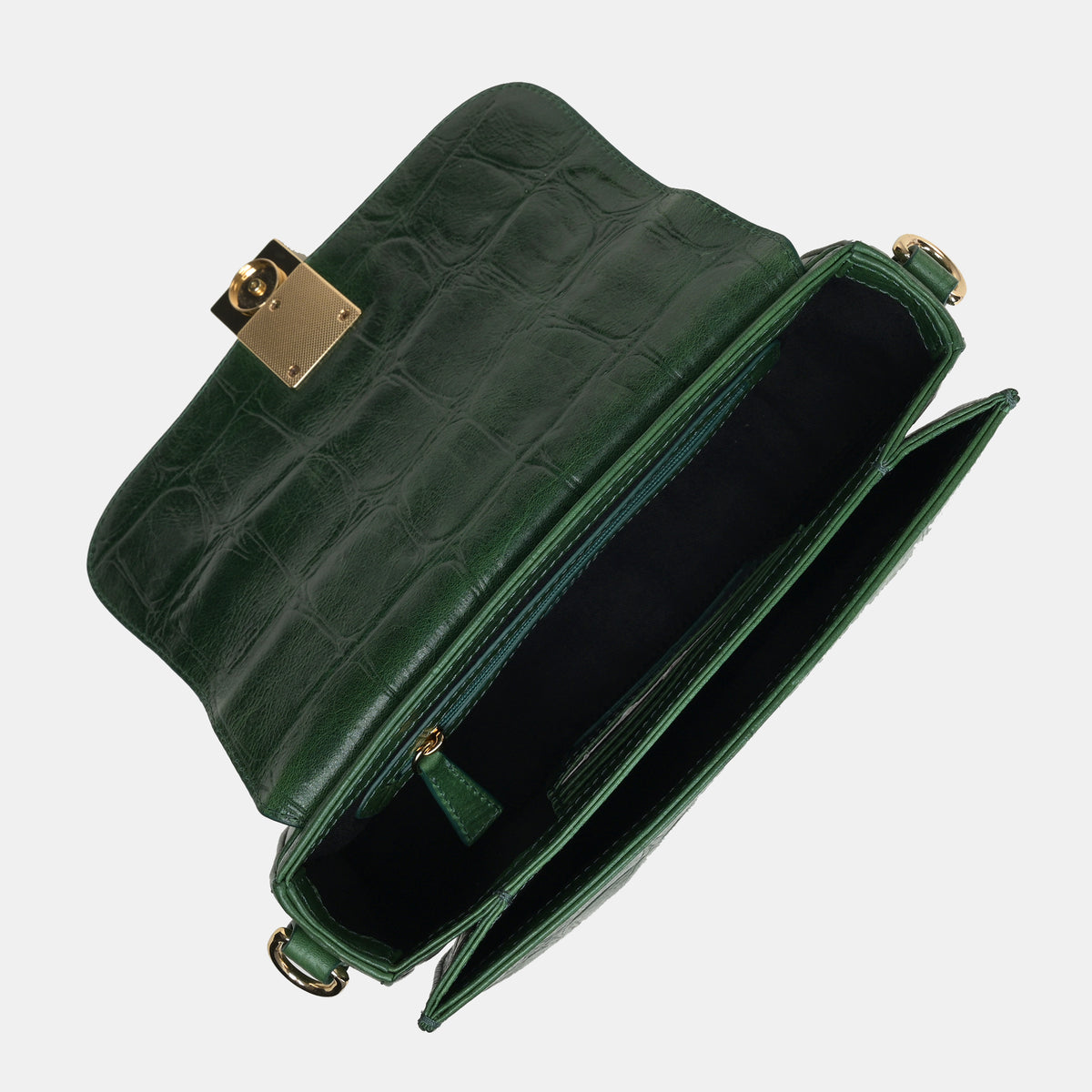 Claire Croco Embossed Leather Medium Multiway Bag#Color_Green