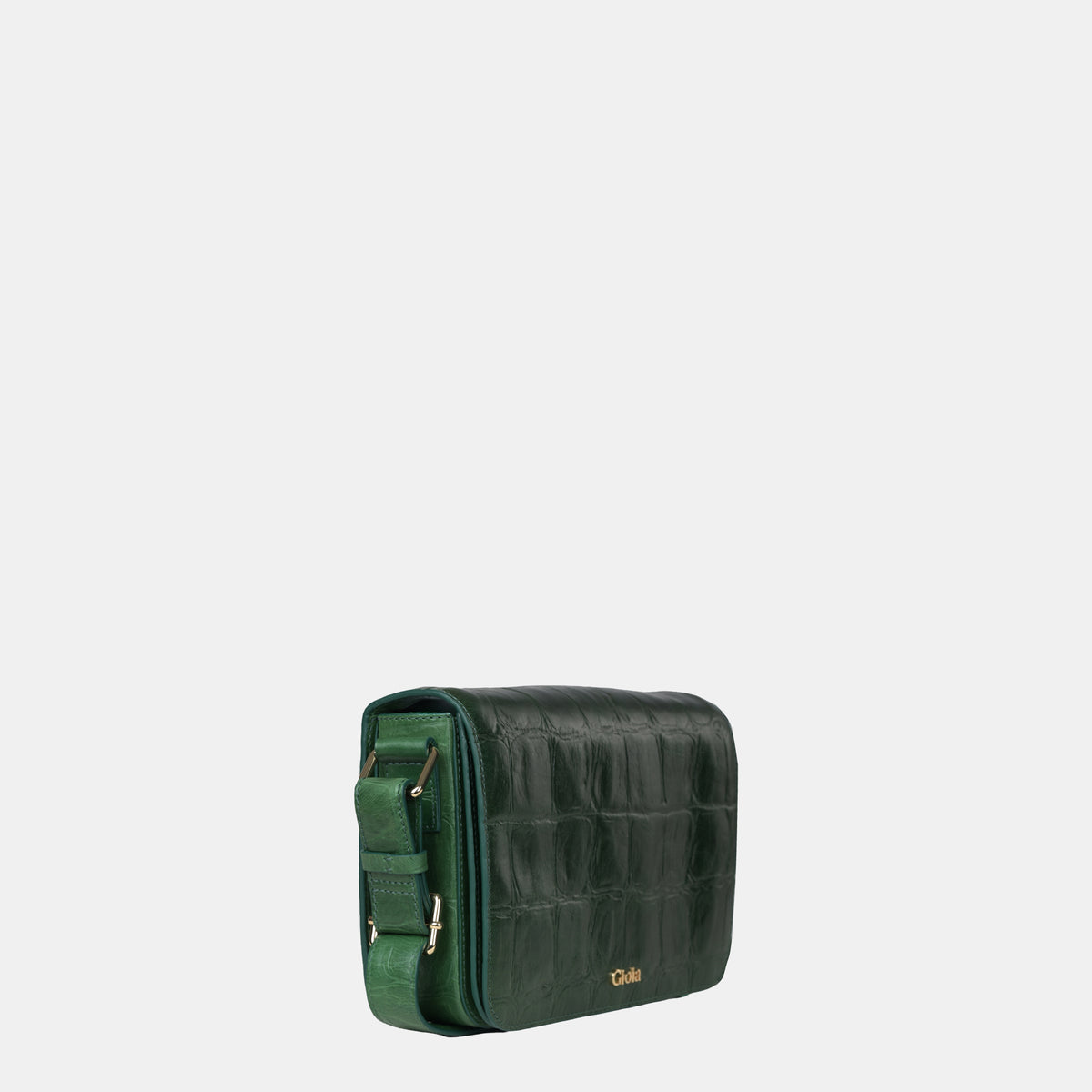 Claire Croco Embossed Leather Medium Crossbody Bag#Color_Green