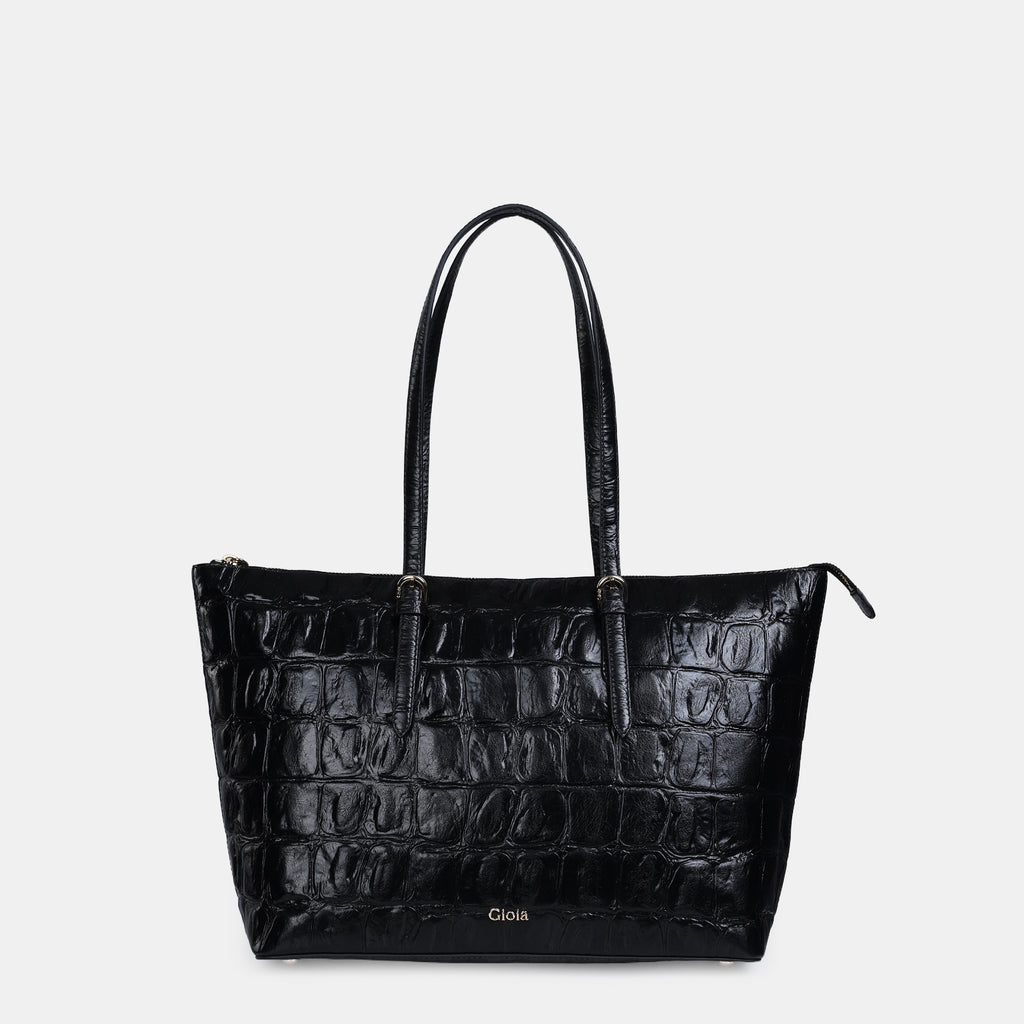 Claire Croco Embossed Leather Tote