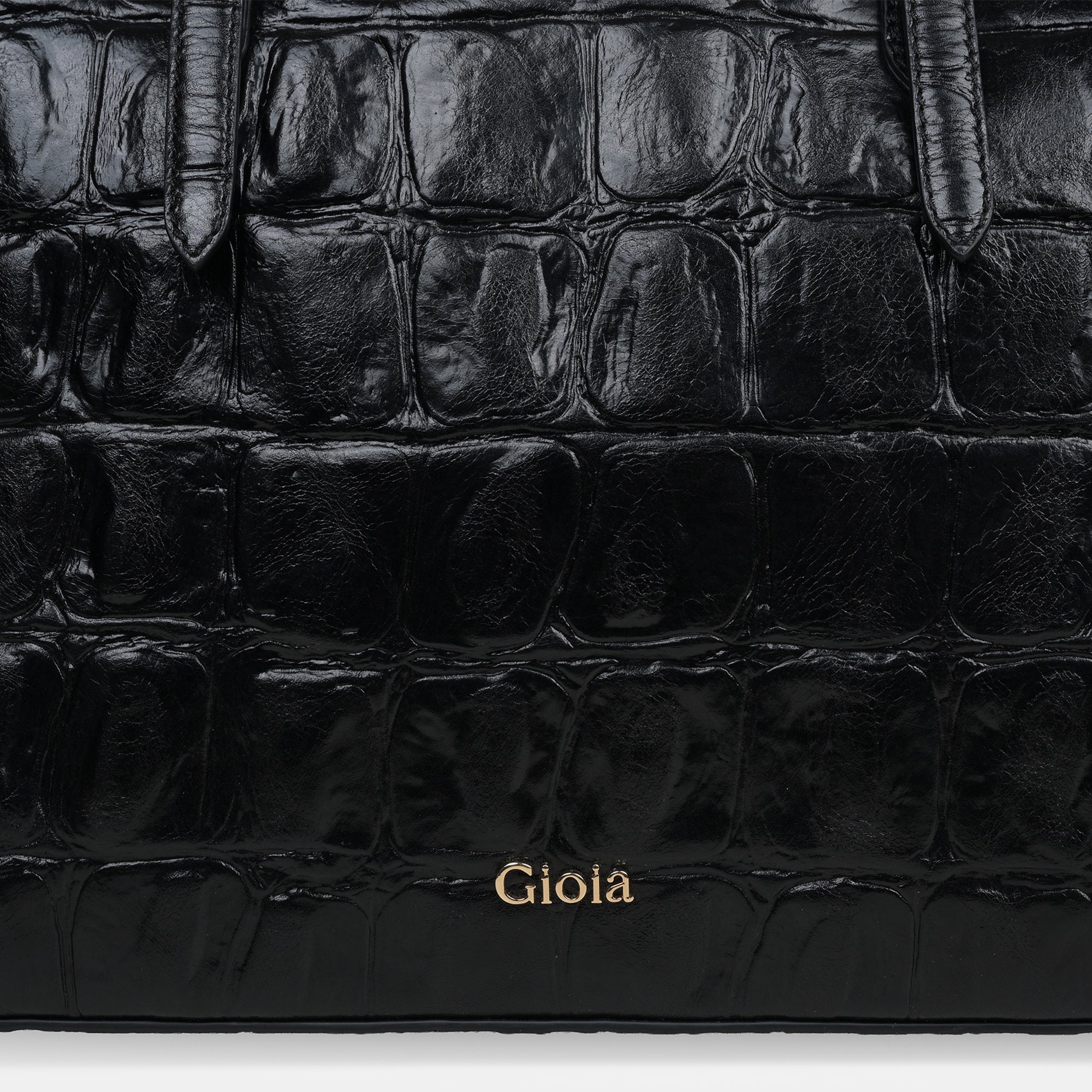 Claire Croco Embossed Leather Tote#Color_Black