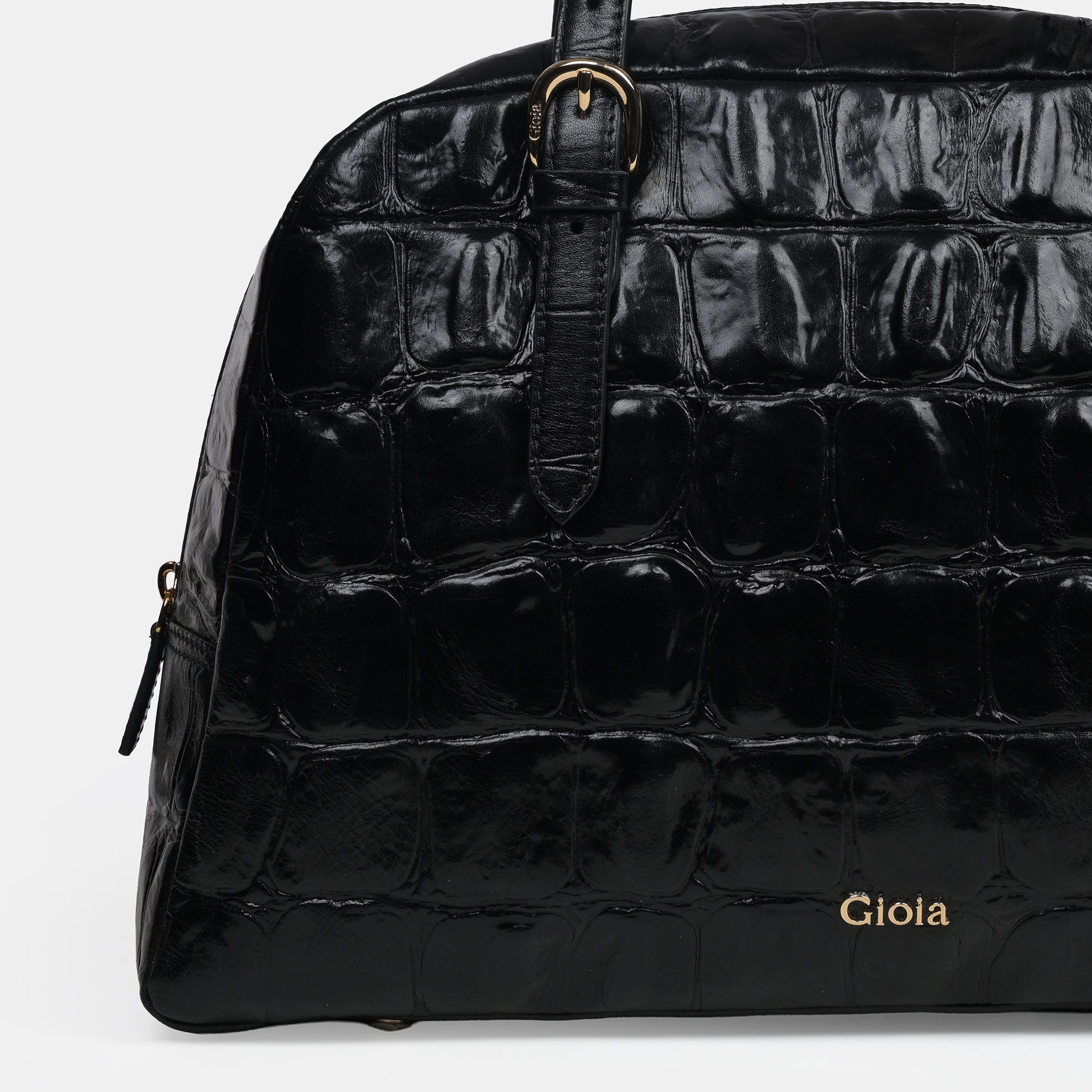 Claire Croco Embossed Leather Medium Shoulder Bag#Color_Black