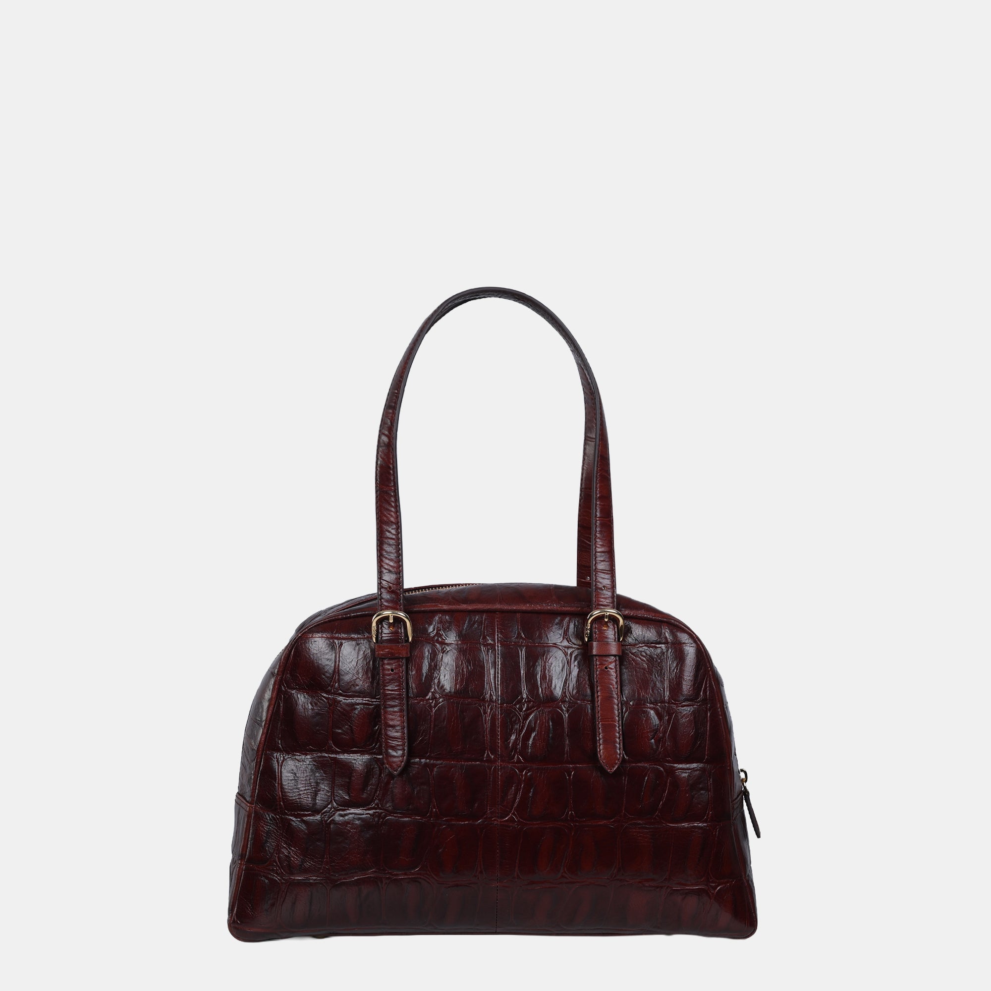 Claire Croco Embossed Leather Medium Shoulder Bag#Color_Brown