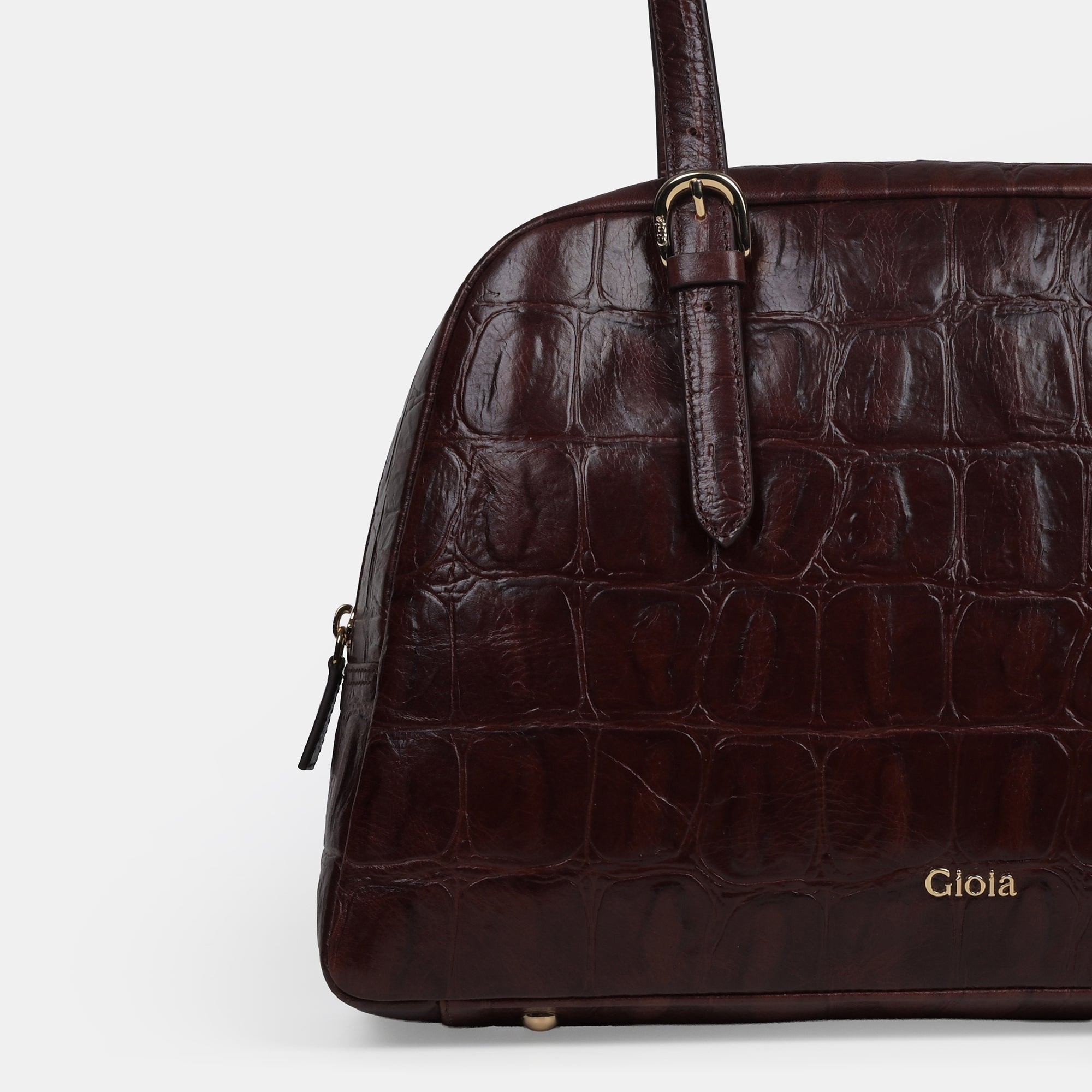 Claire Croco Embossed Leather Medium Shoulder Bag#Color_Brown