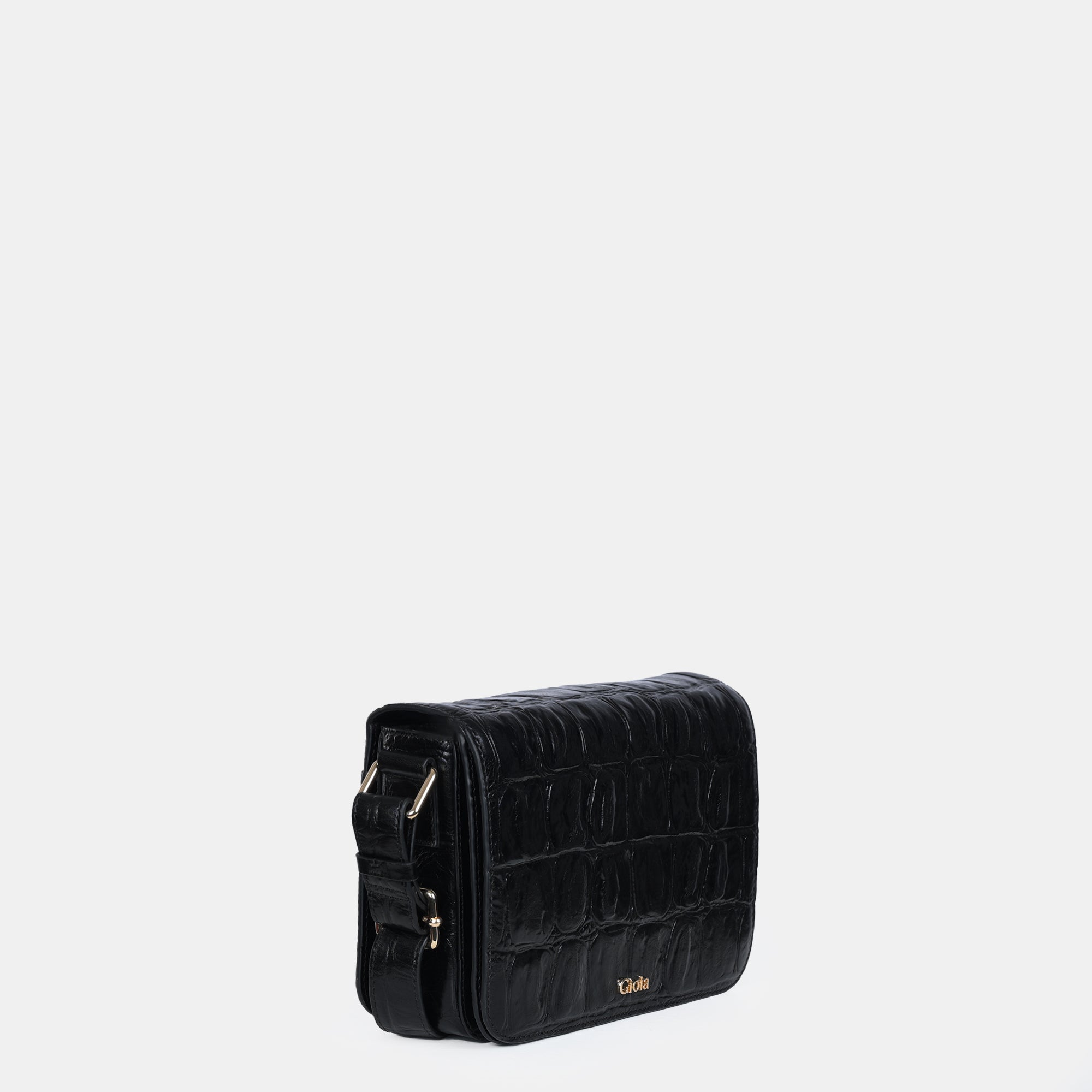 Claire Croco Embossed Leather Medium Crossbody Bag#Color_Black
