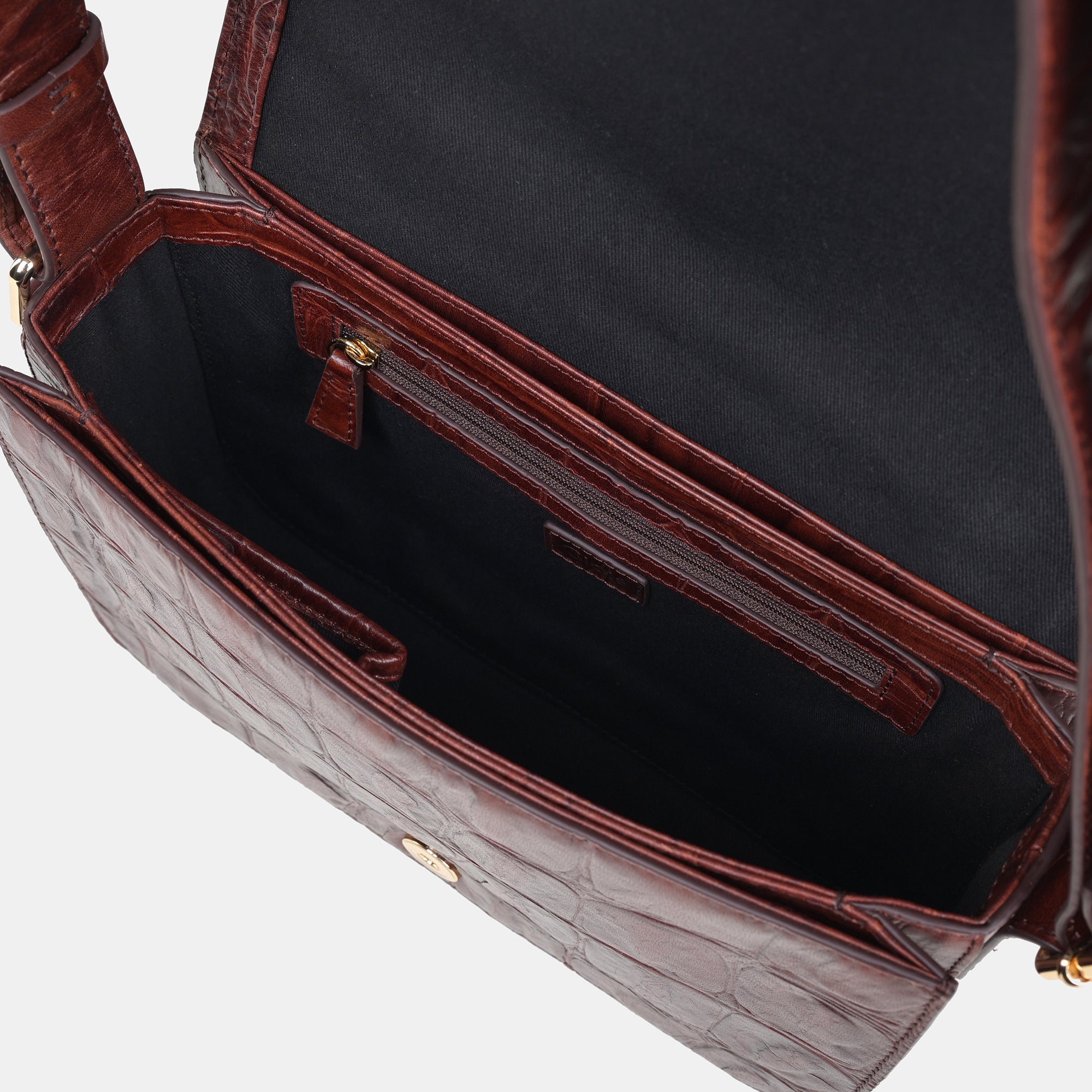 Claire Croco Embossed Leather Medium Crossbody Bag#Color_Brown