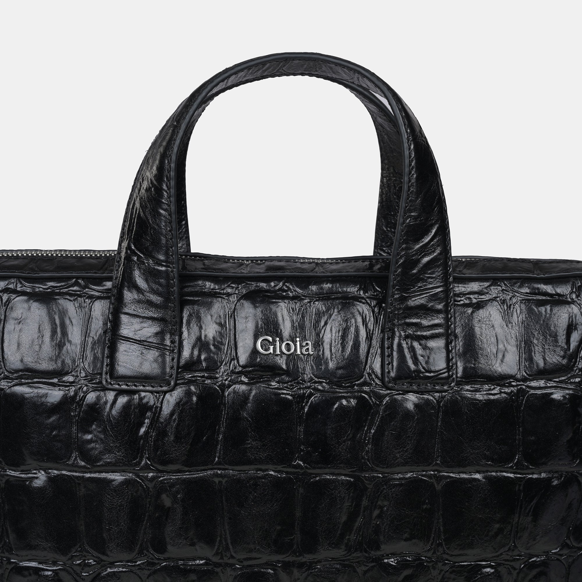 Lucas Croco Embossed Leather Laptop Bag