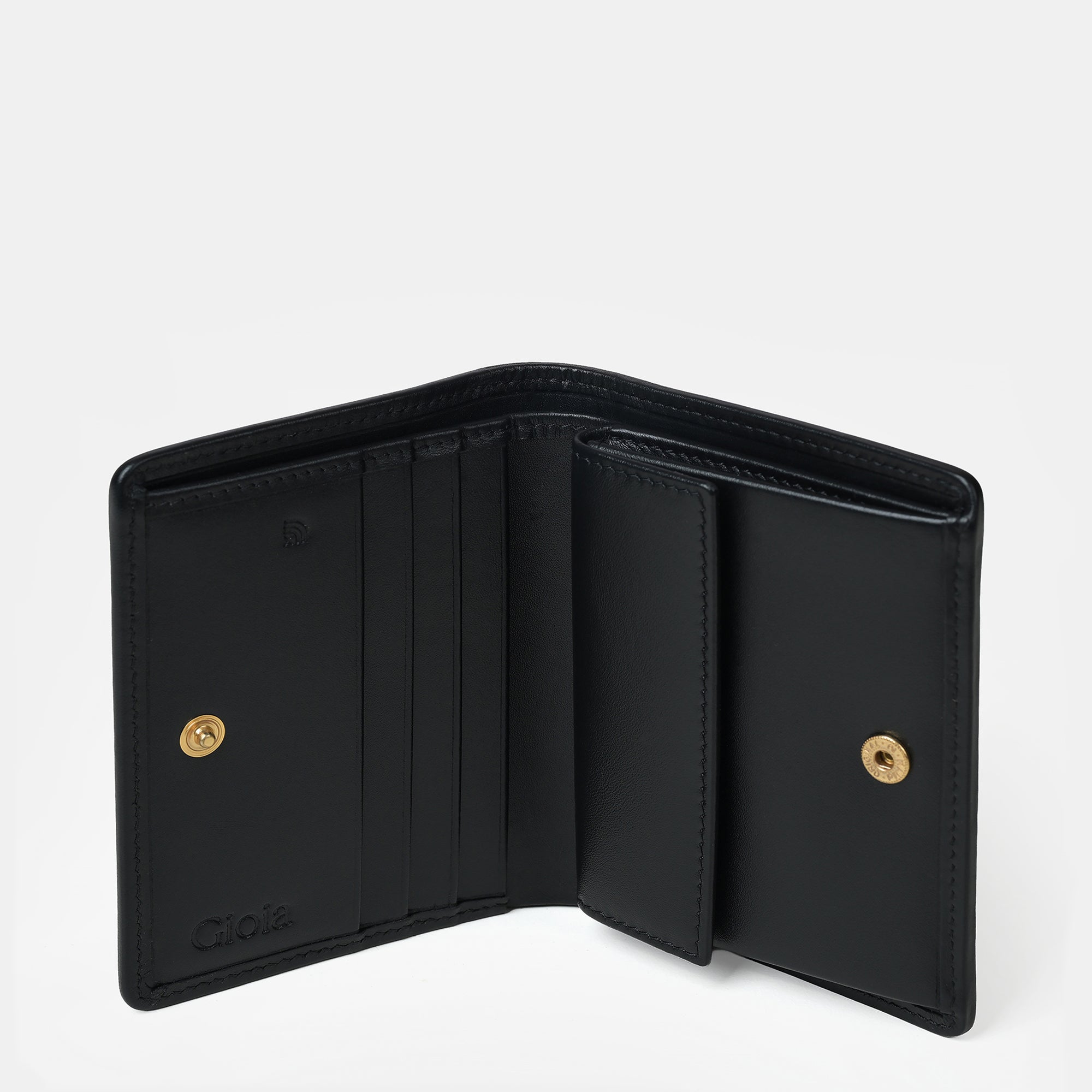 Croco Embossed Bifold Wallet 4 cc with Coin Case#Color_Black