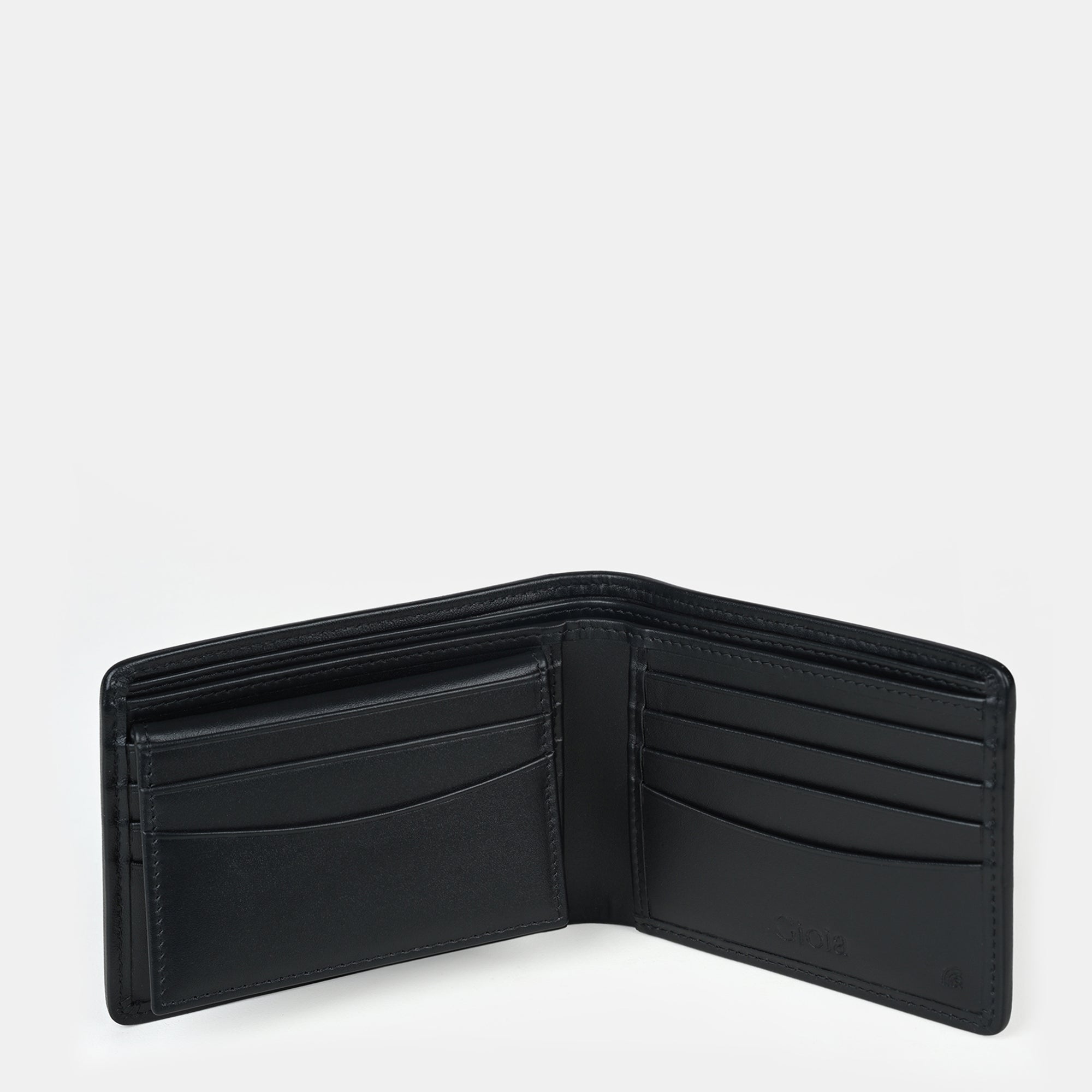 Croco Embossed Bifold Wallet 10 cc with ID Insert#Color_Black