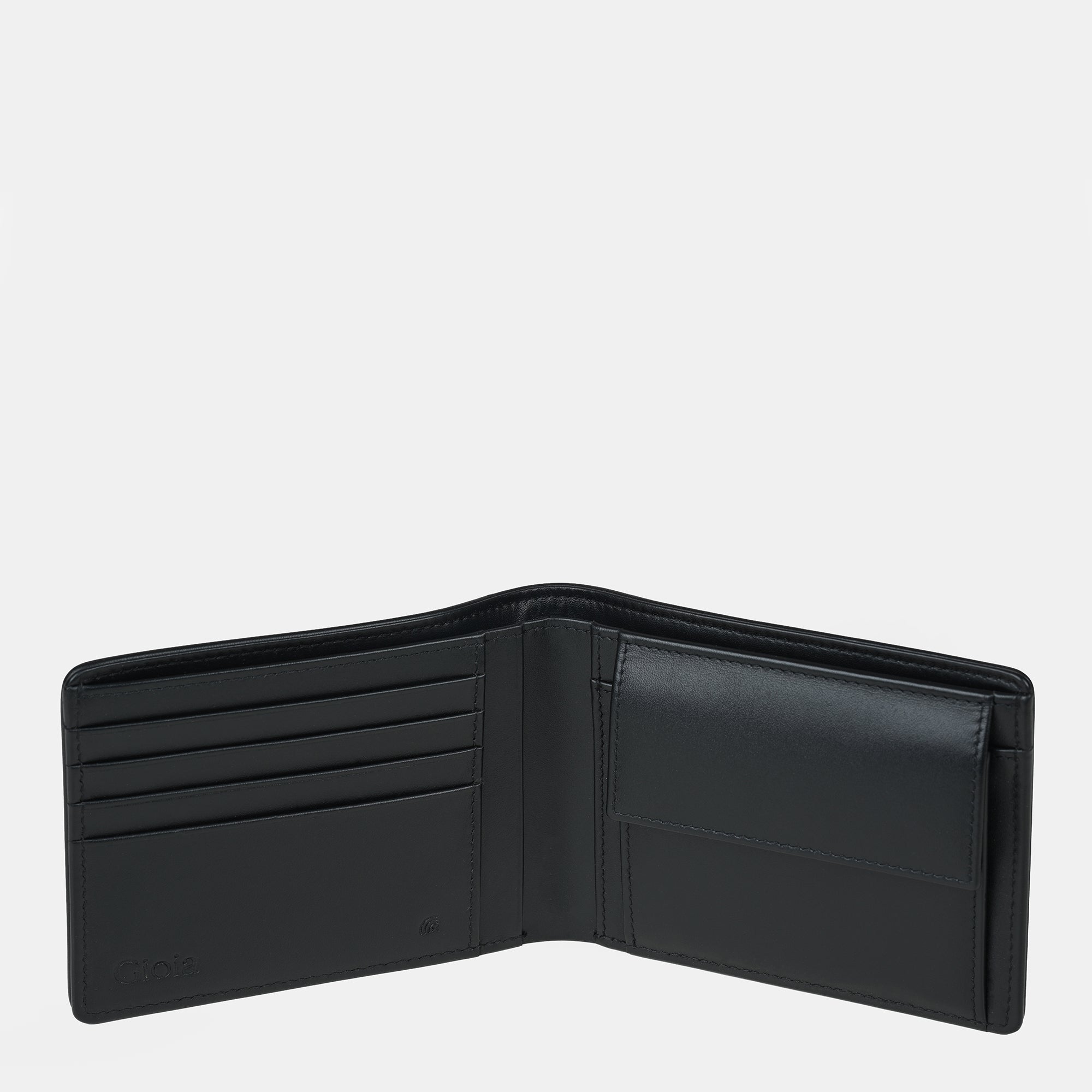 Croco Embossed Bifold Wallet 4 cc with Coin Case#Color_Black