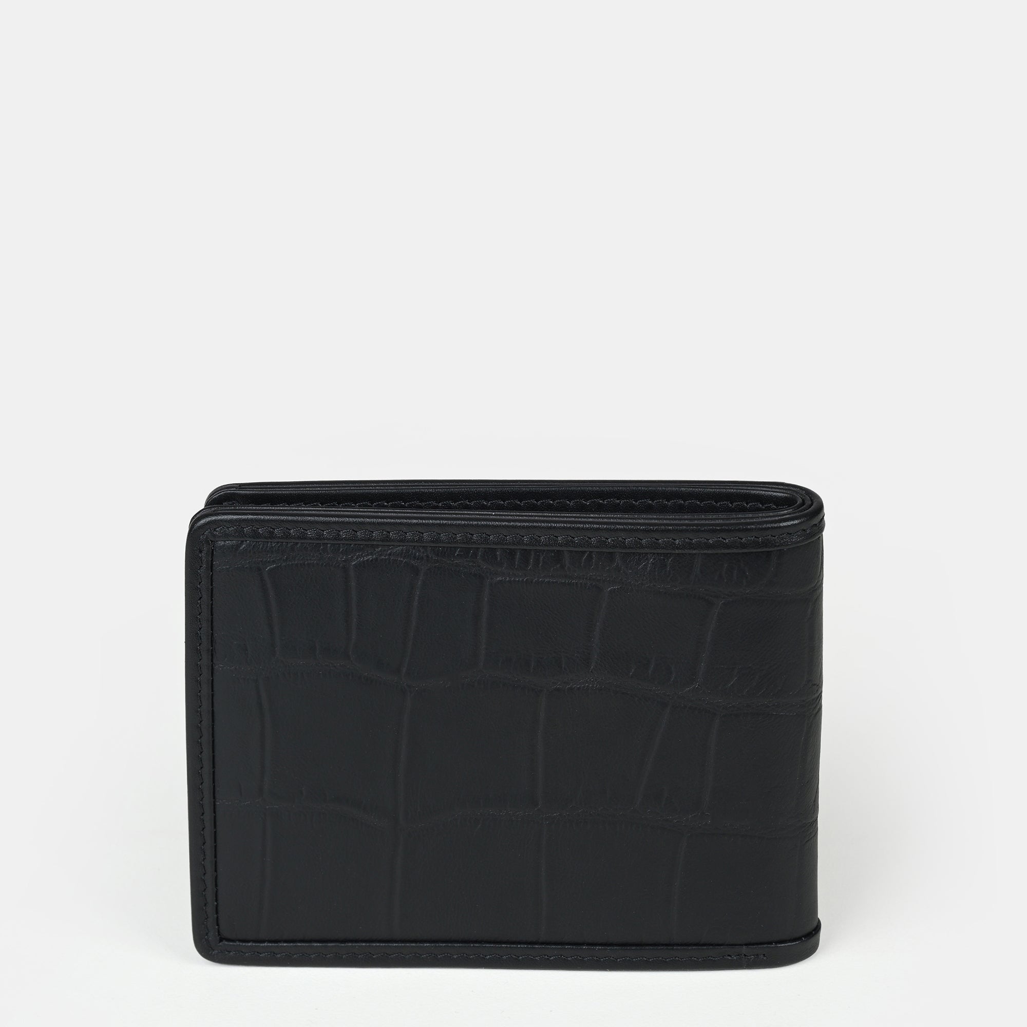 Croco Embossed Mini Bifold Wallet 6cc#Color_Black
