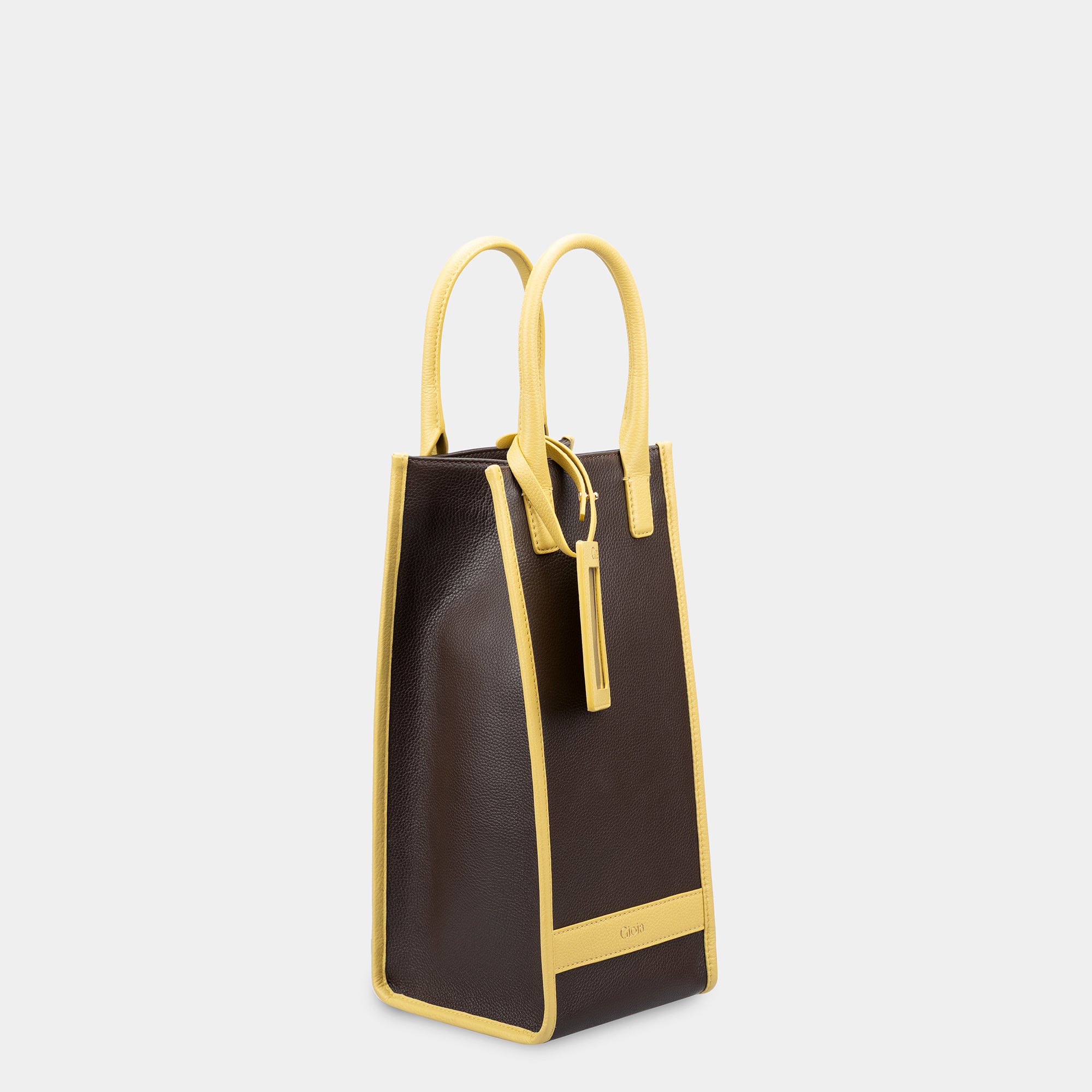 Luca Leather Wine Gift Bag#Color_Brown-Yellow