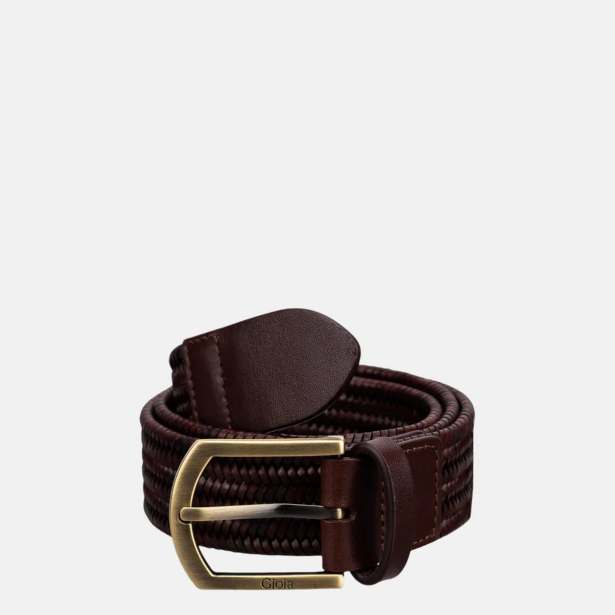 GEN IZAWA / Leather belt velours bag Enzo Woven 3.5 cm Belt Brown 